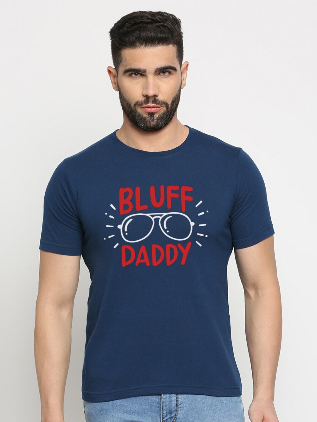 

MOD ECRU Unisex Typography Printed Cotton T-shirt, Blue