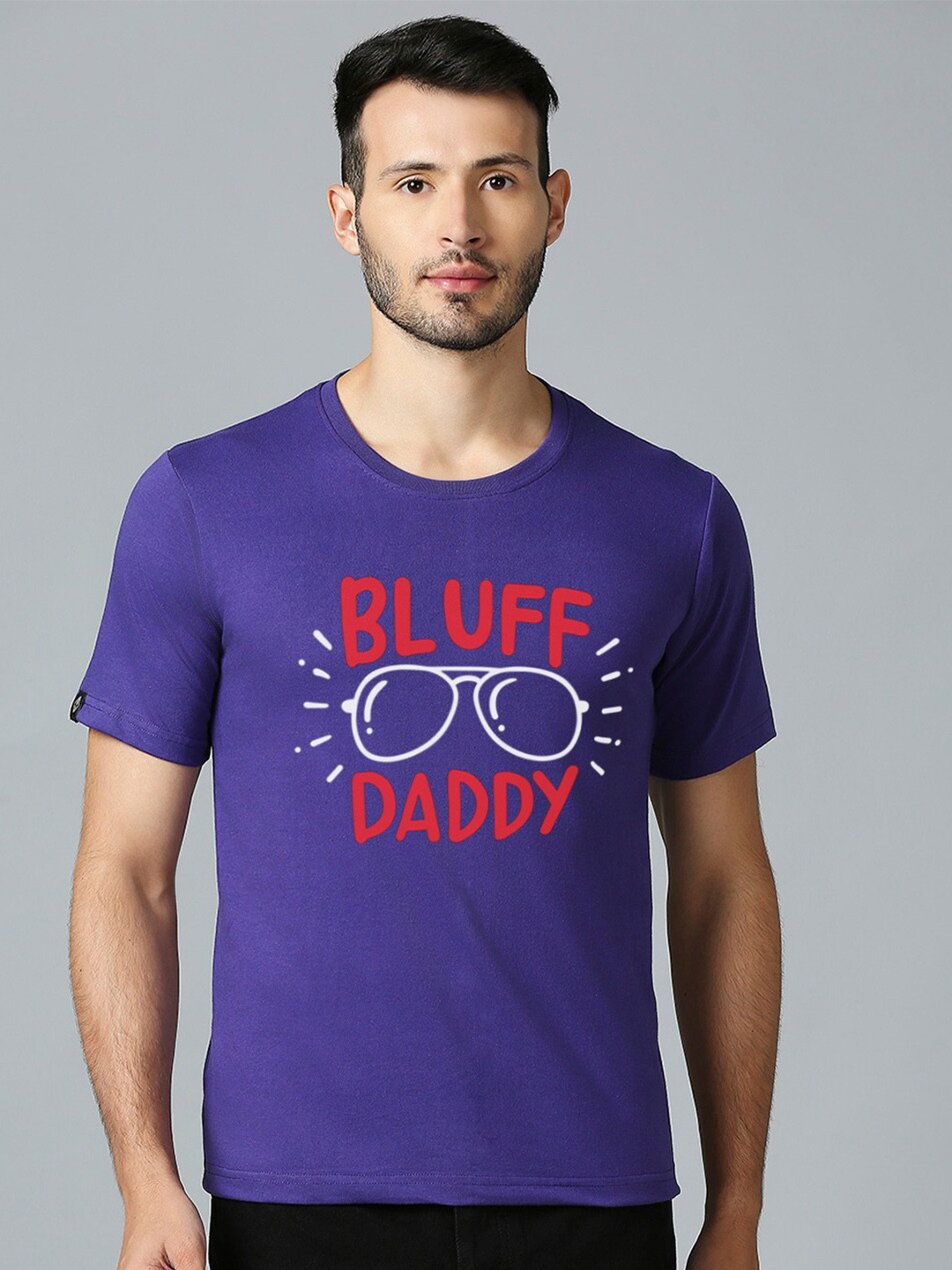 

MOD ECRU Unisex Typography Printed Cotton T-shirt, Purple
