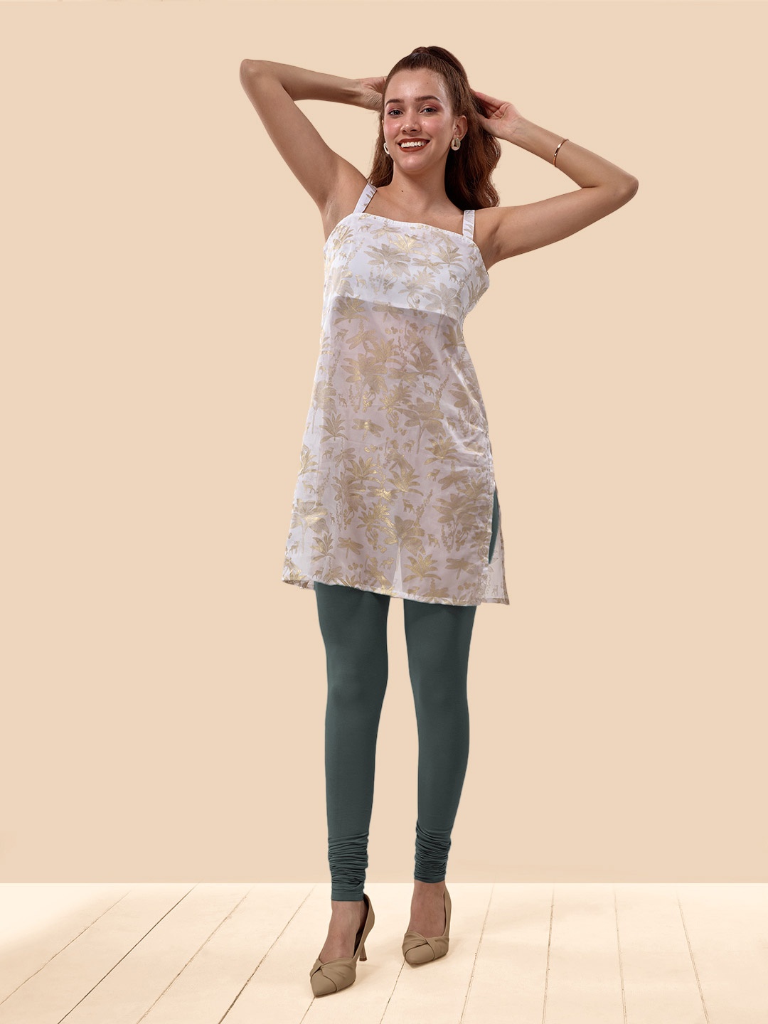 

LYRA 4-Way Stretch Churidar Length Leggings, Grey
