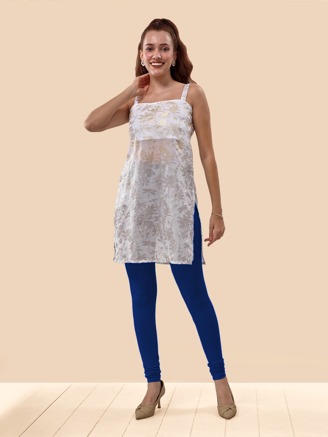 

LYRA Color Lock Technology Churidar Length Leggings, Blue