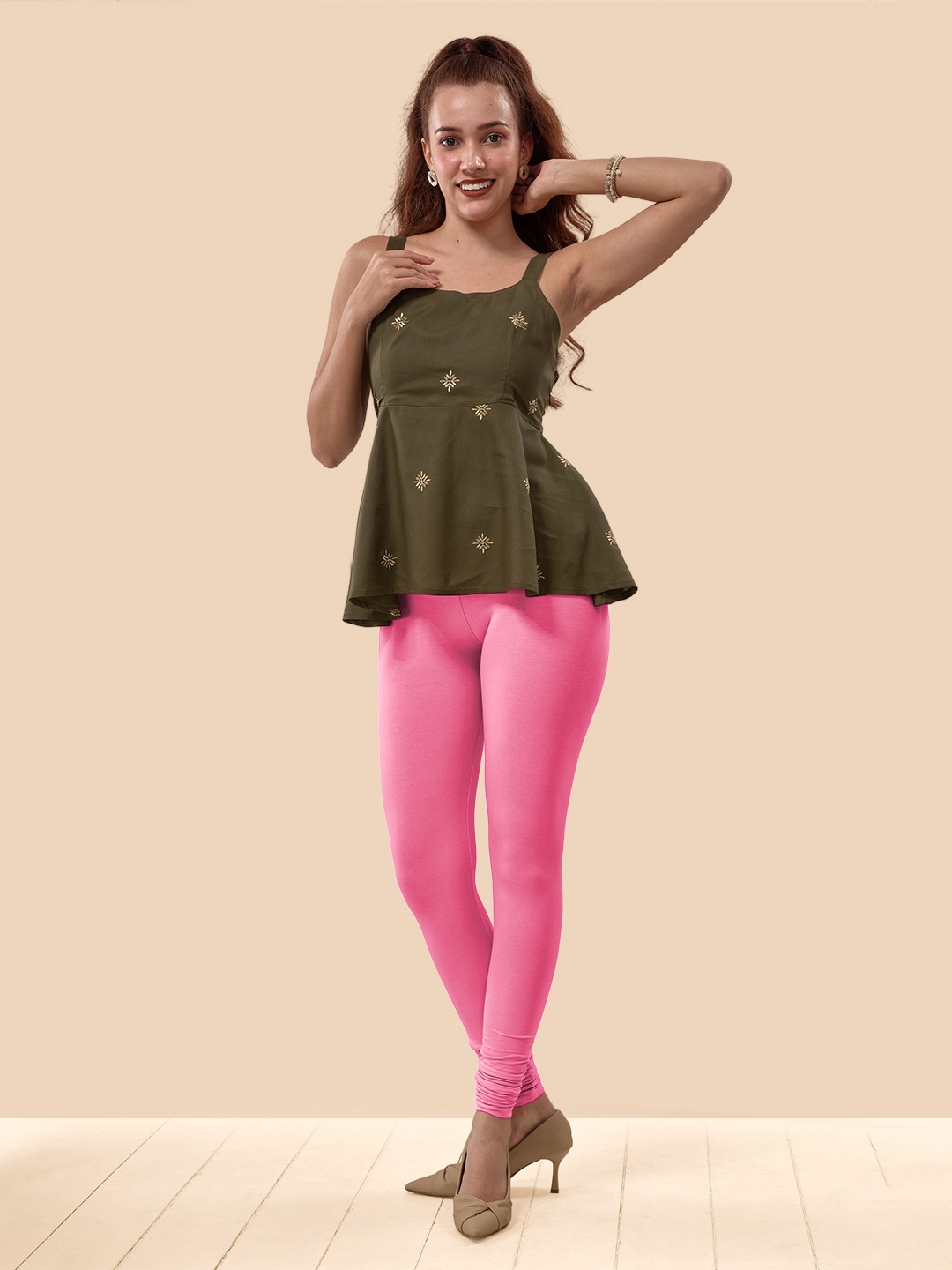 

LYRA Color Lock Technology Churidar Length Leggings, Pink