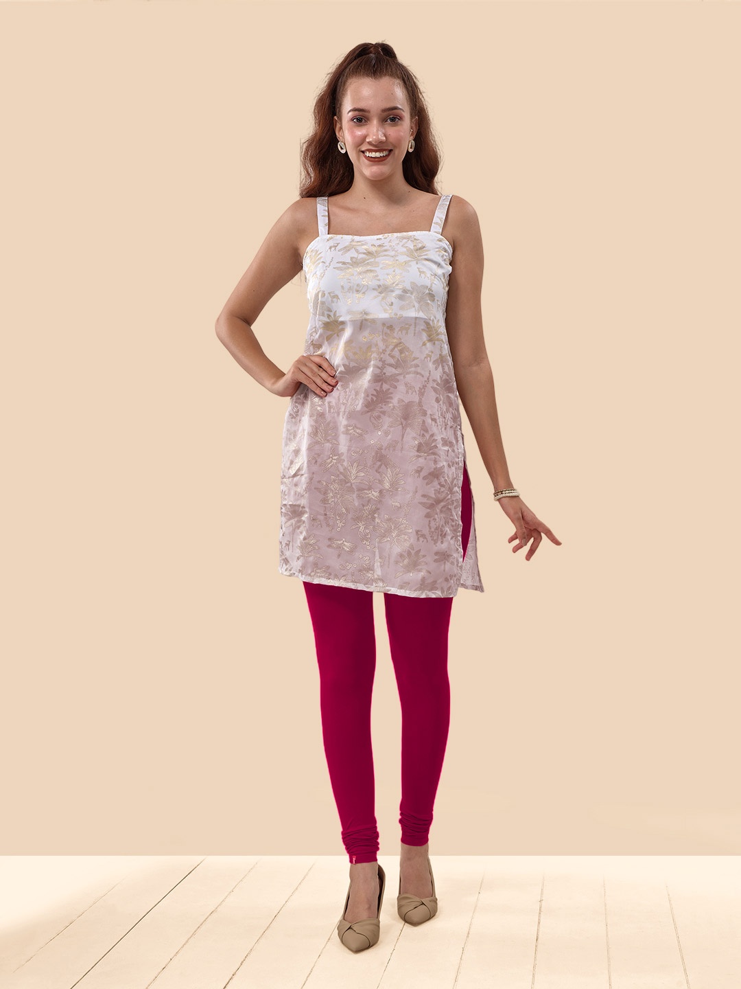 

LYRA Color Lock Technology Churidar Length Leggings, Pink
