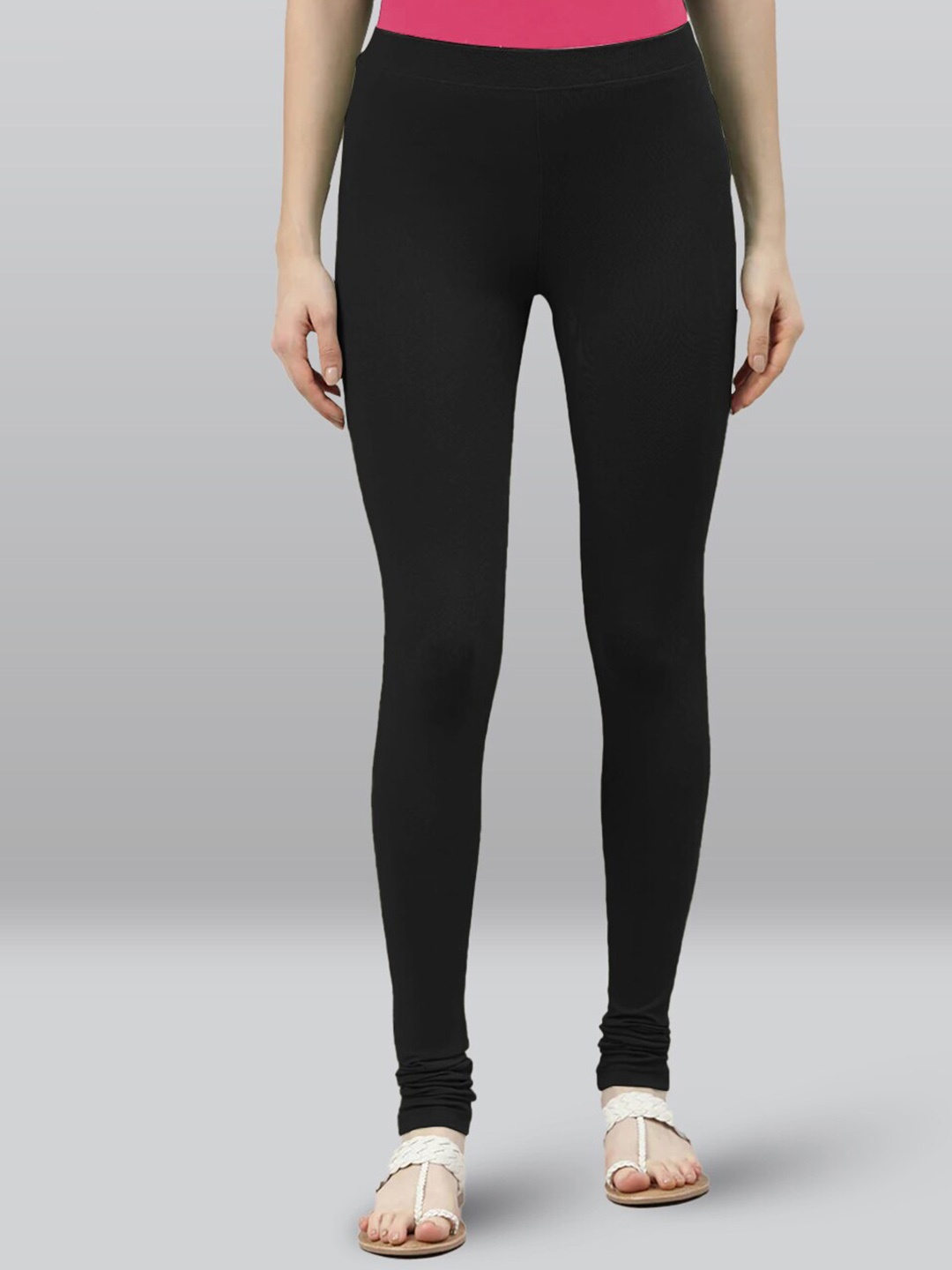 

LYRA Women 4-Way Stretch Churidar Length Leggings, Black