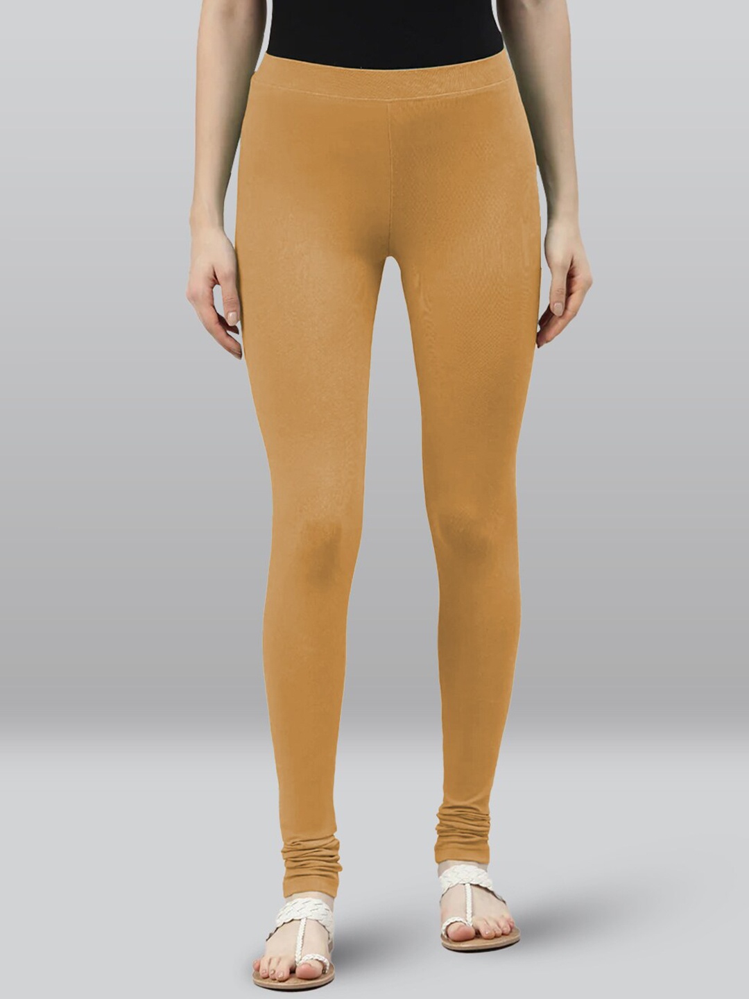 

LYRA Women 4-Way Stretch Churidar Length Leggings, Mustard