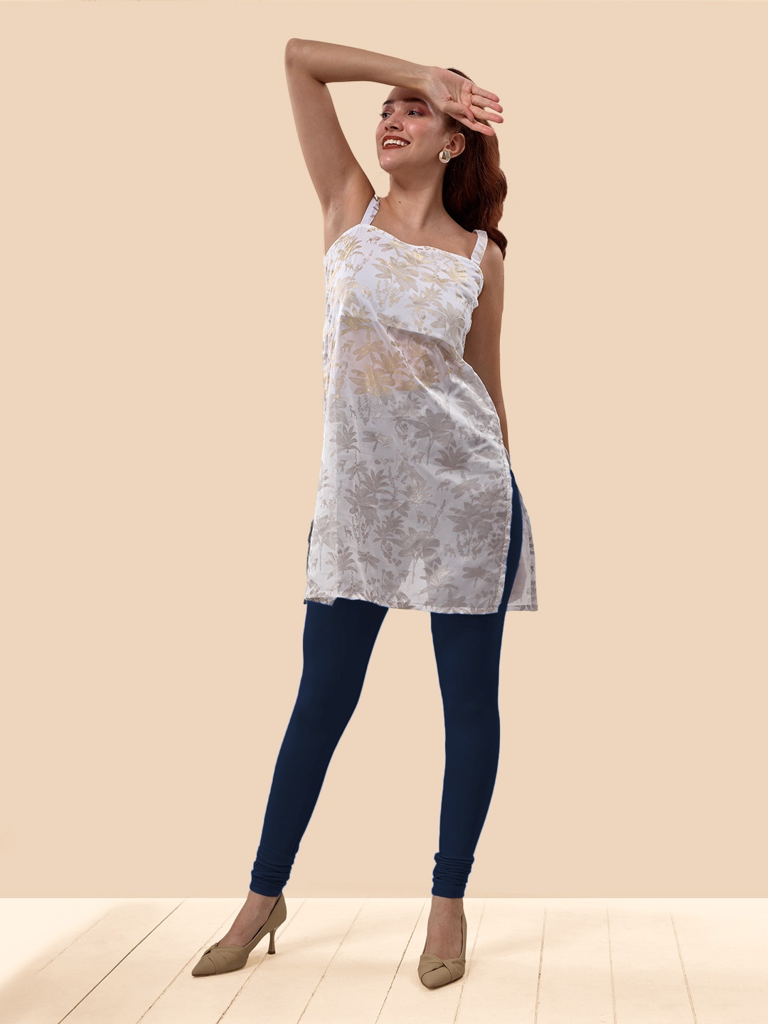 

LYRA Colour Lock Technology Churidar Length Leggings, Blue
