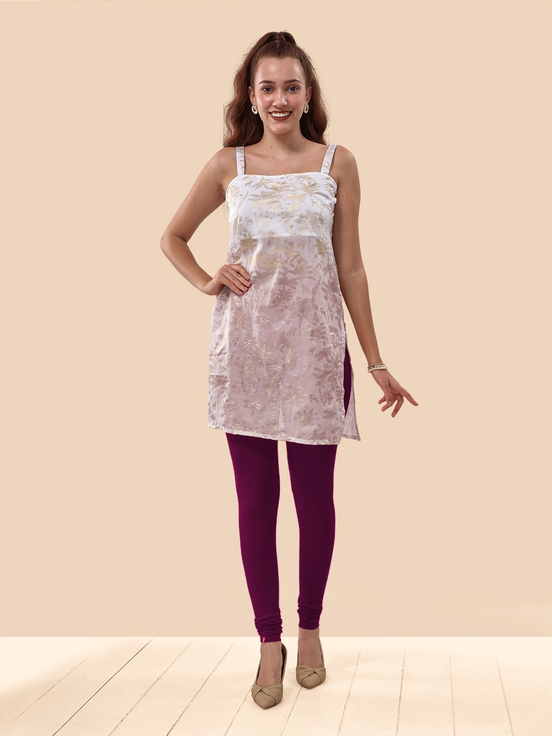 

LYRA Churidar Length Leggings, Burgundy