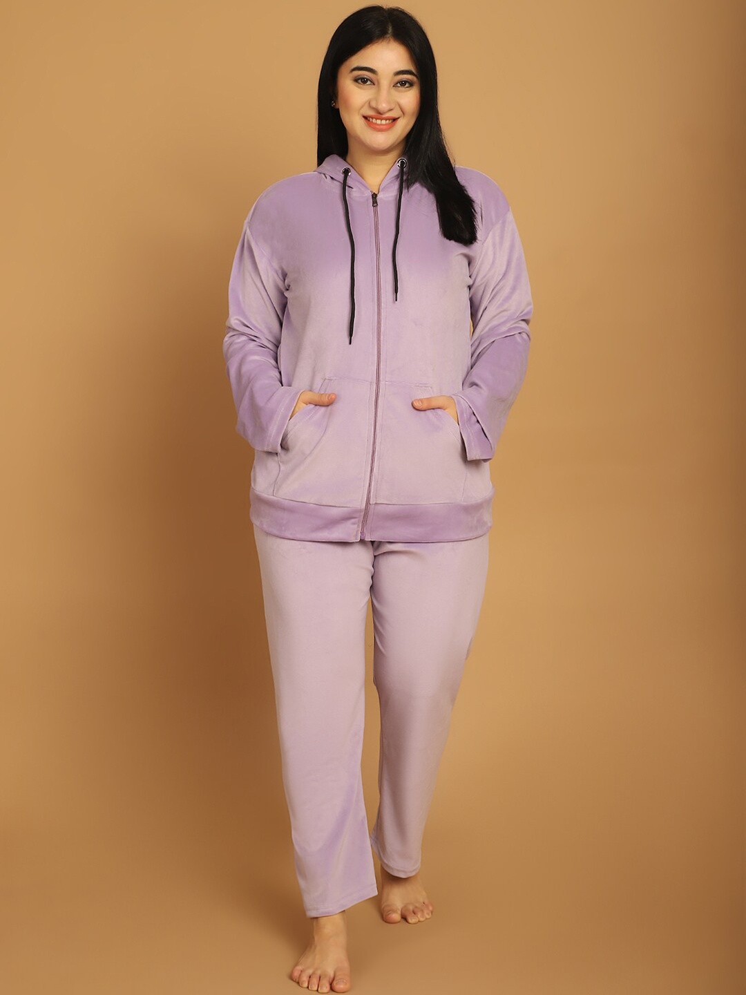 

TAG 7 Hooded Long Sleeves Night suit, Lavender