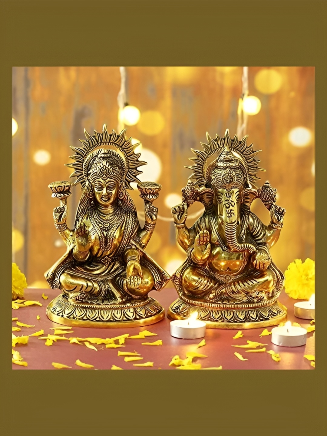 

Frizka Gold Toned 2 Pieces Ganpati & Laxmi Murthi Metal Idol Showpieces