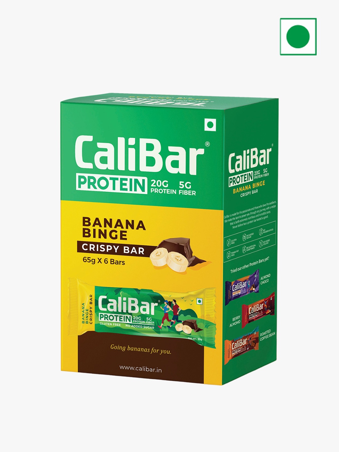 

CaliBar Pack Of 6 Yellow Protein Bar Banana Binge Crispy Bar 20 gms Each