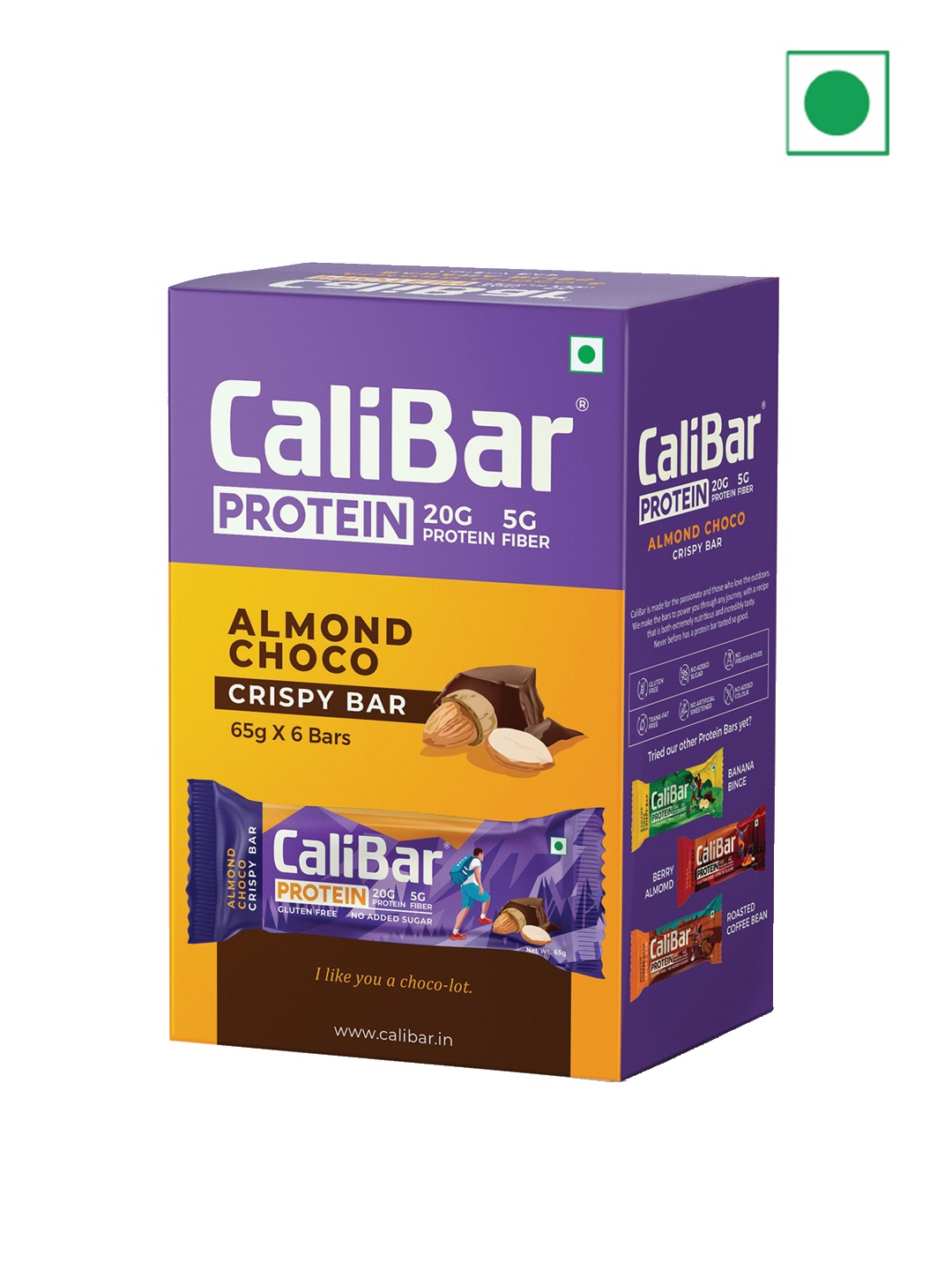 

CaliBar 6pcs Protein Bar Almond Choco Crispy Bar-20gmds Each, Blue