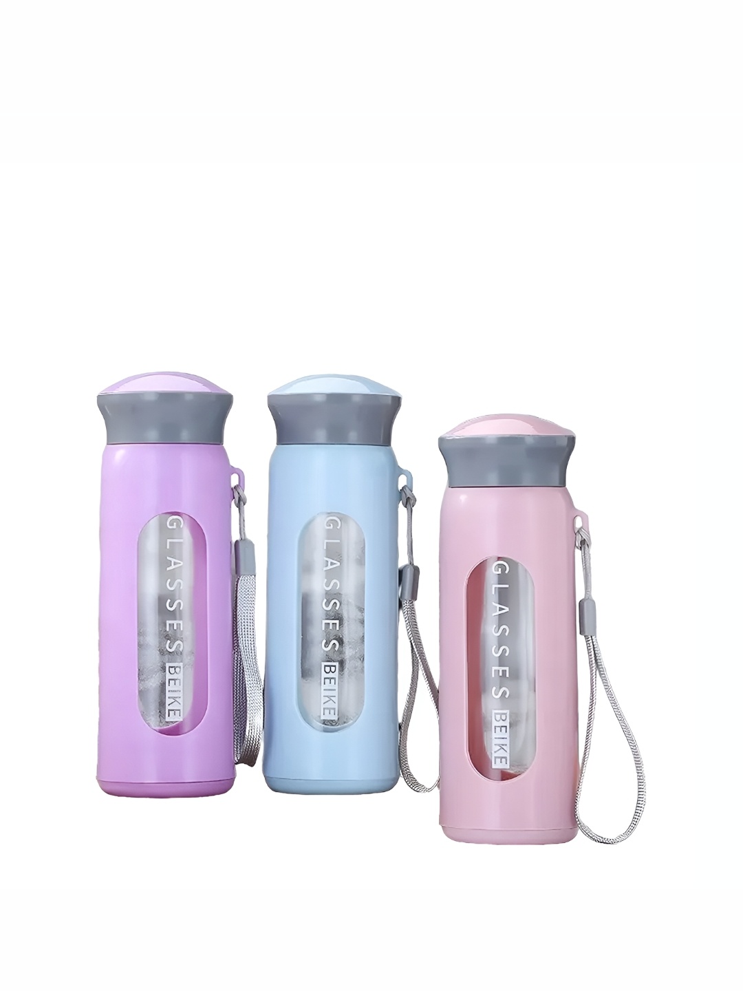 

WELOUR Pink & Purple 3 Pieces Glass Water Bottle