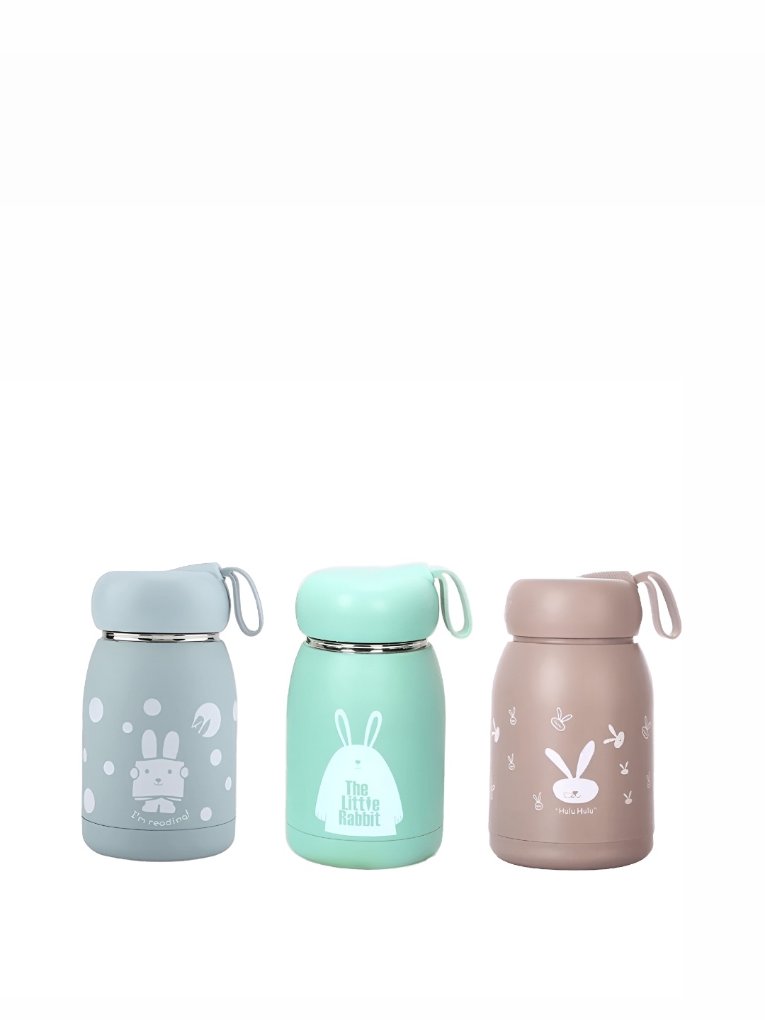 

WELOUR Grey & Green 3 Pieces Printed Glass Water Bottle 350 ml