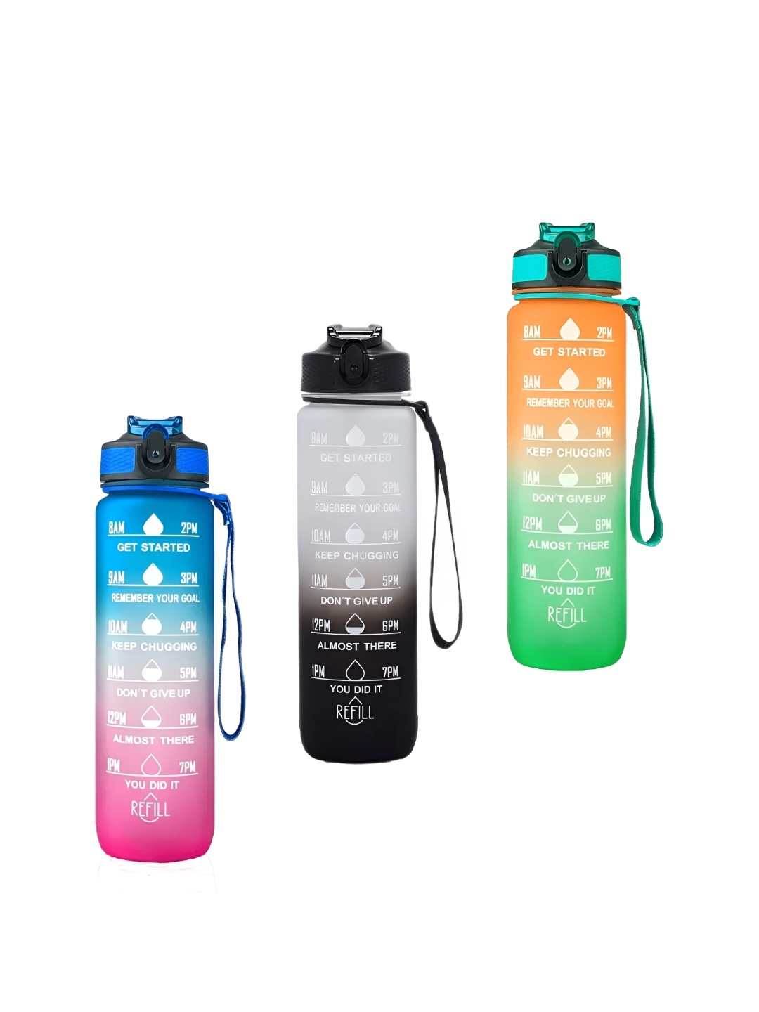 

WELOUR Green & Black 3 Glass Printed Water Bottle
