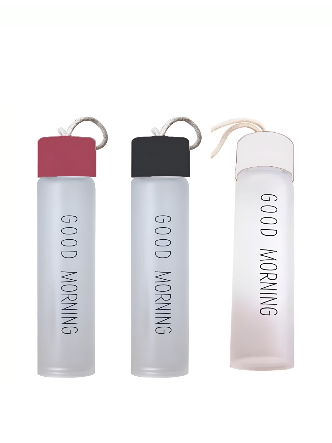 

WELOUR White 3 Pieces Glass Solid Water Bottles 400 ml