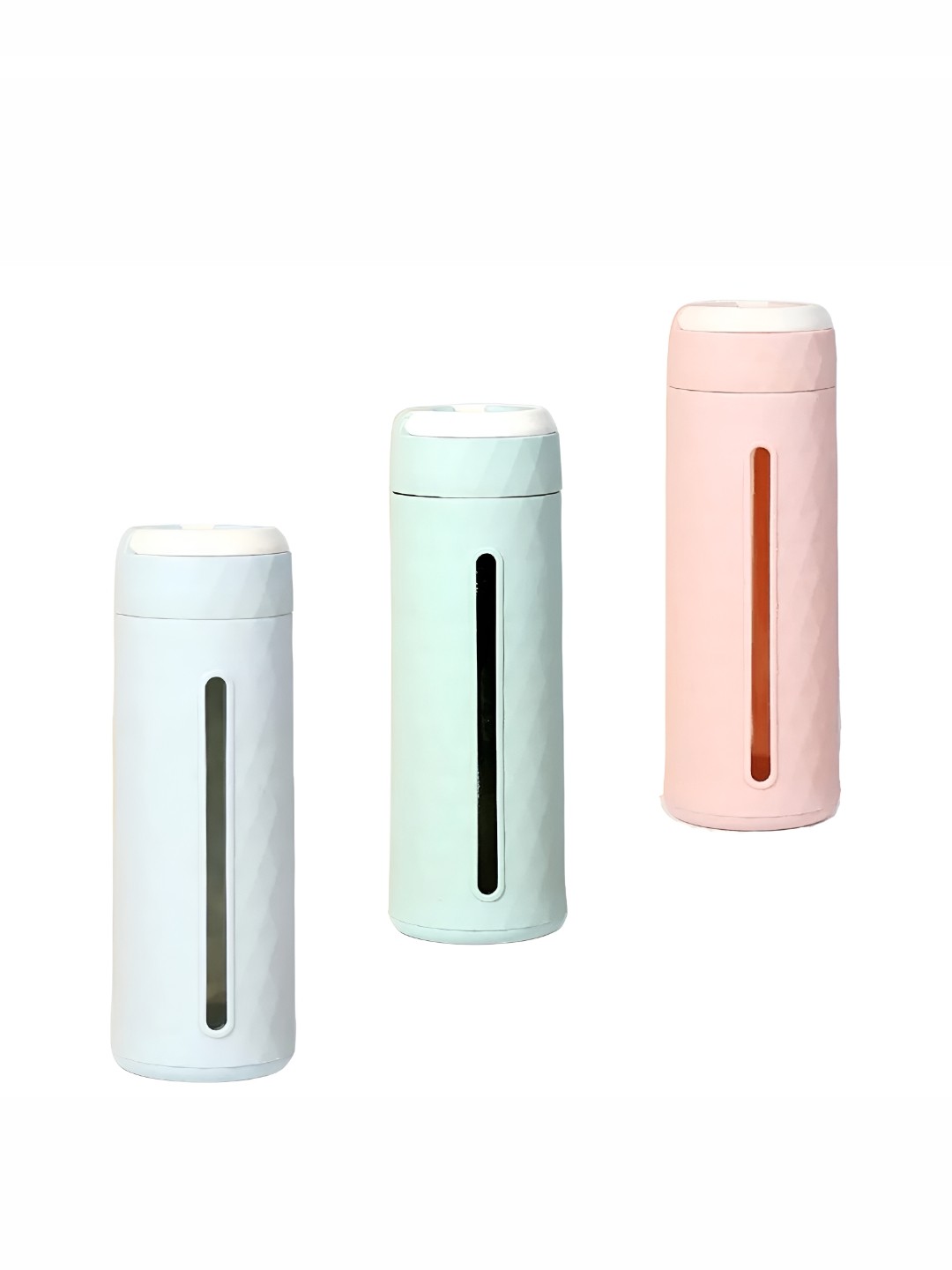 

WELOUR Pink & Blue 3 Pieces Glass Solid Water Bottle 420 ml
