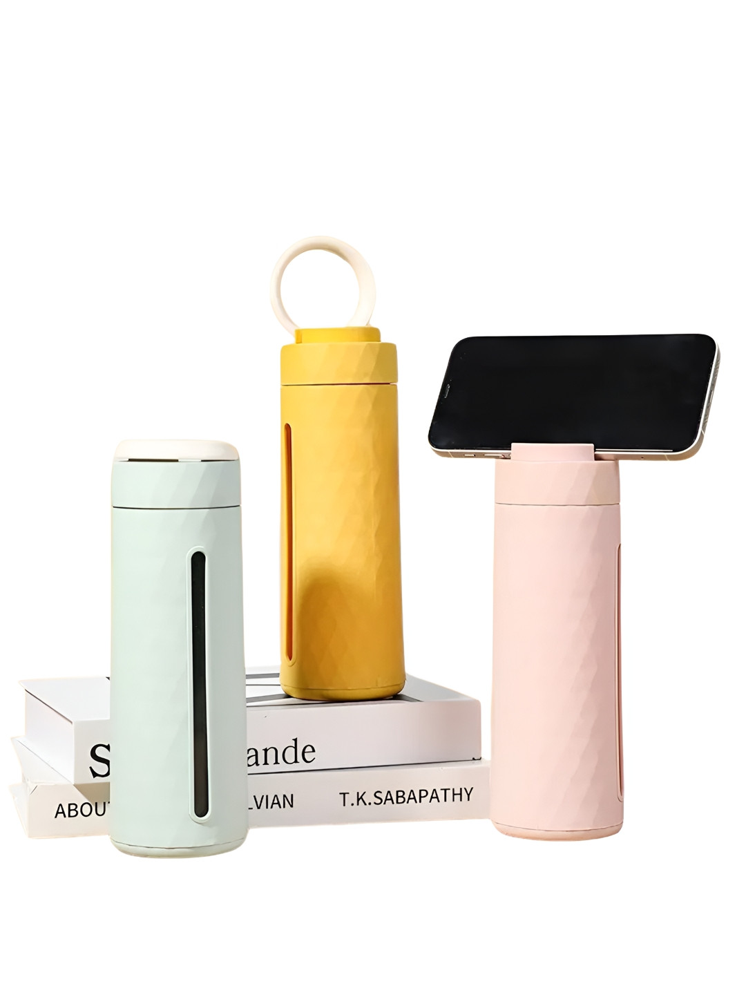 

WELOUR Yellow 3 Pieces Glass Solid Water Bottle, Pink