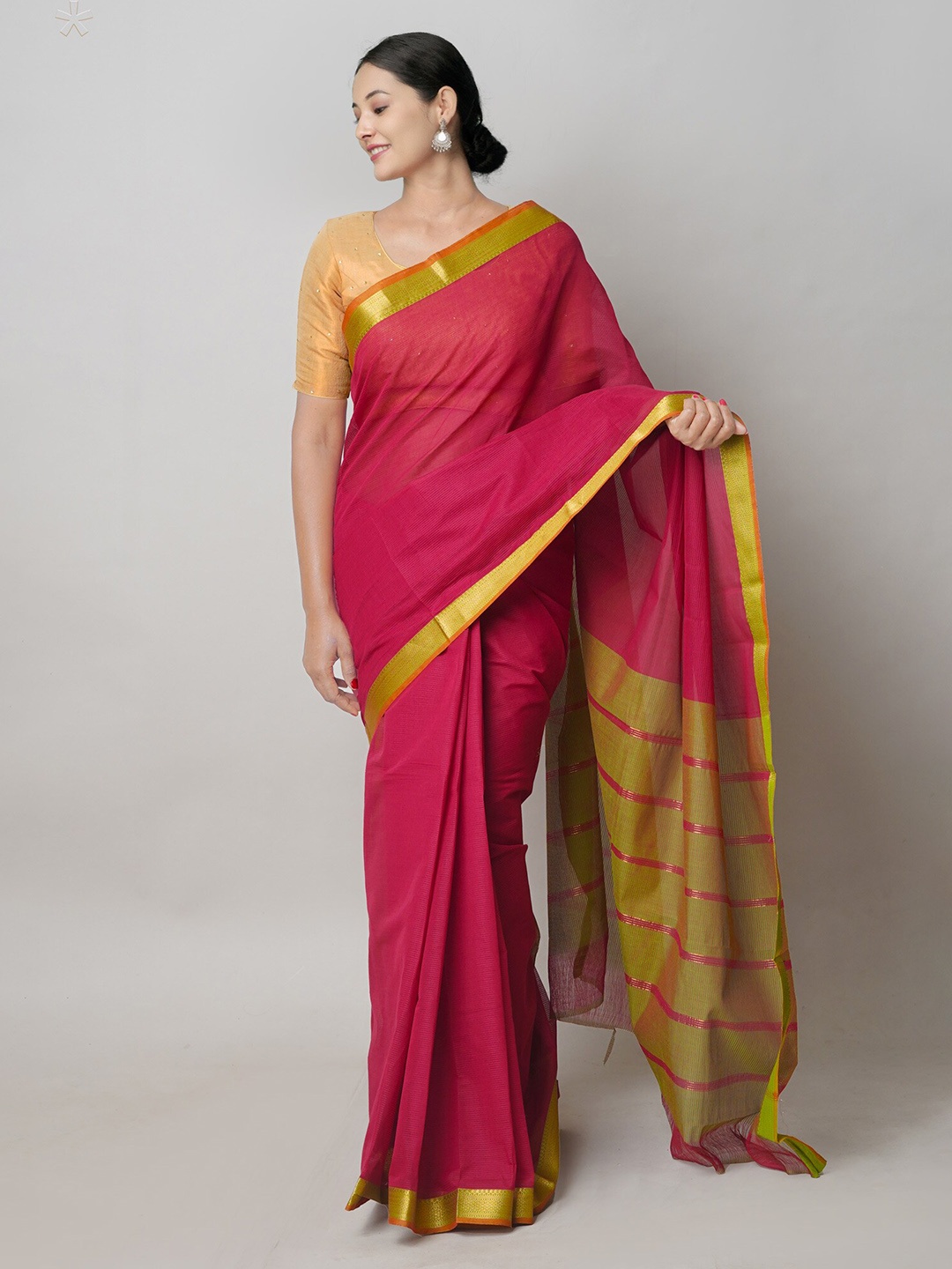 

Unnati Silks Zari Pure Cotton Mangalagiri Saree, Maroon