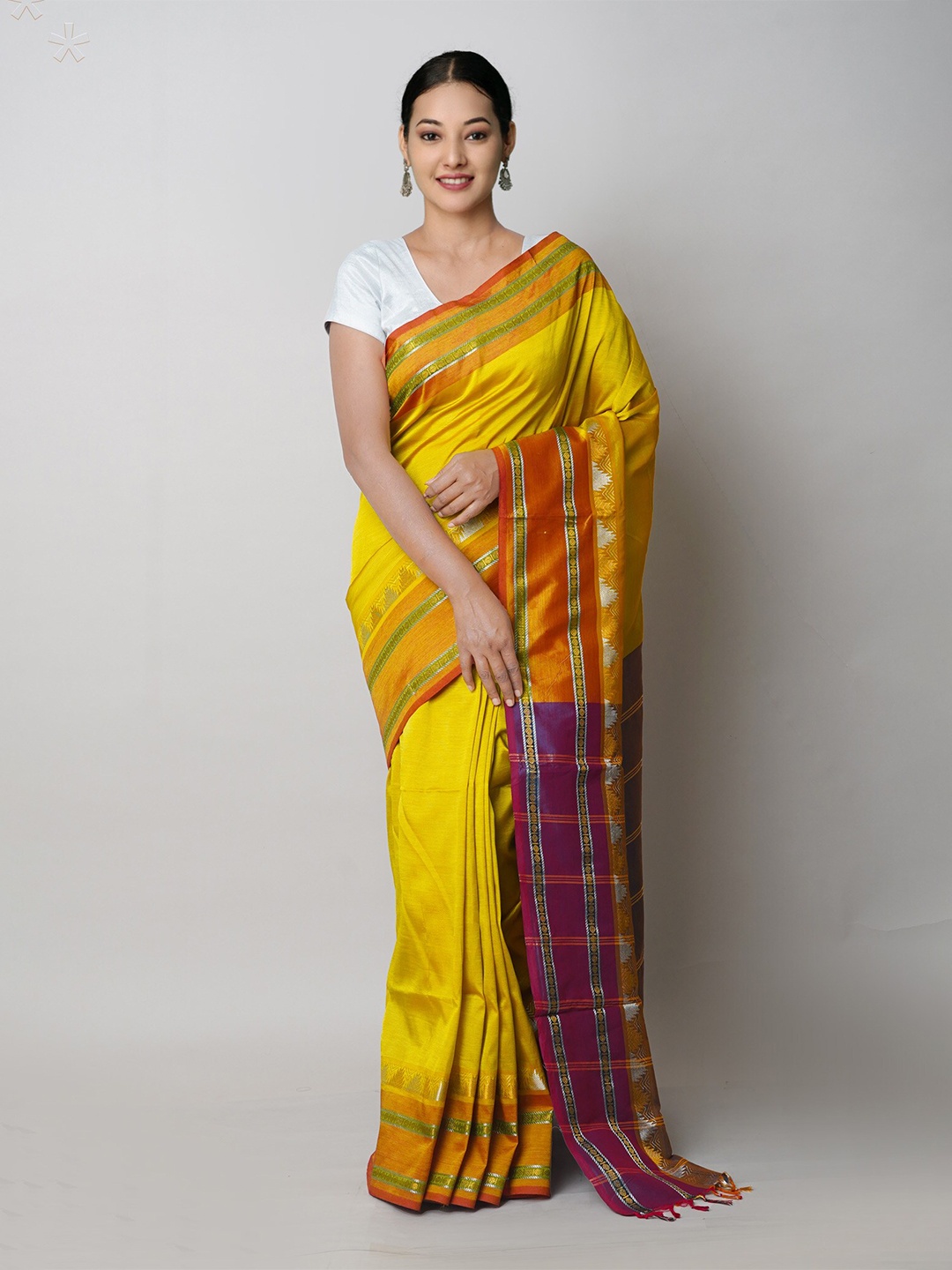 

Unnati Silks Pure Silk Zari Handloom Chettinad Saree, Green