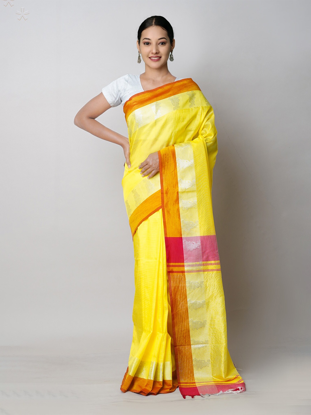 

Unnati Silks Woven Design Pure Silk Handloom Chettinad Saree, Yellow