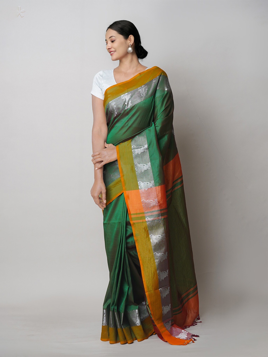 

Unnati Silks Pure Silk Handloom Chettinad Saree, Green