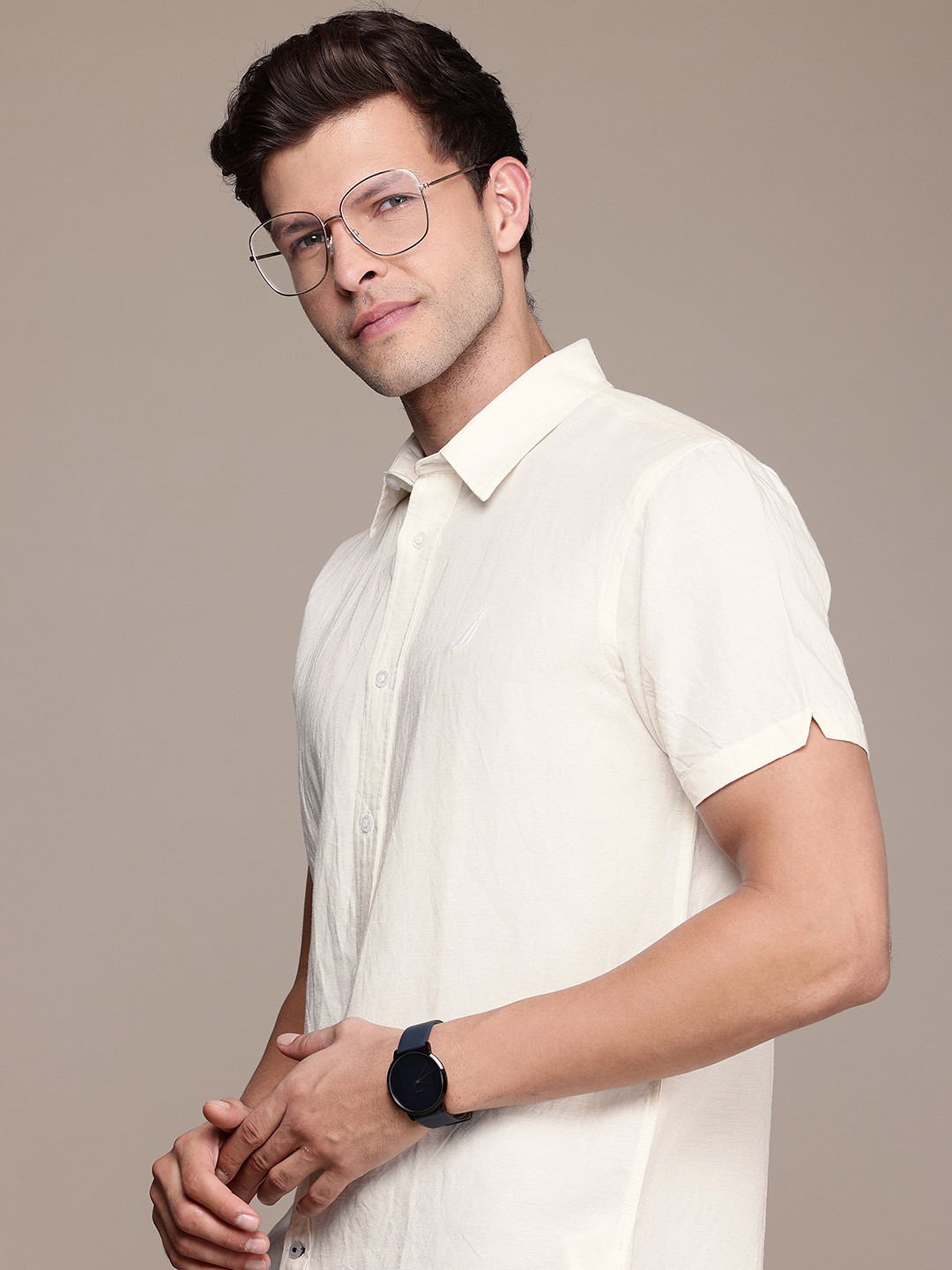 

Nautica Classic Fit Opaque Casual Shirt, Off white