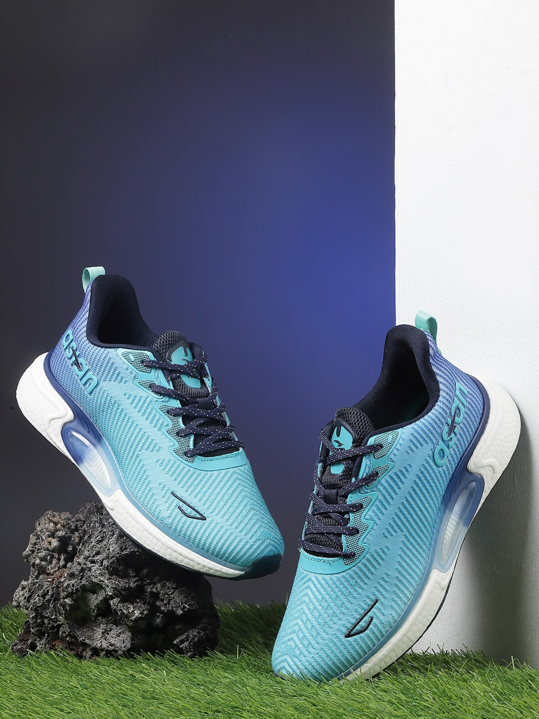 

ASIAN Men Lace Up Running Shoes, Navy blue