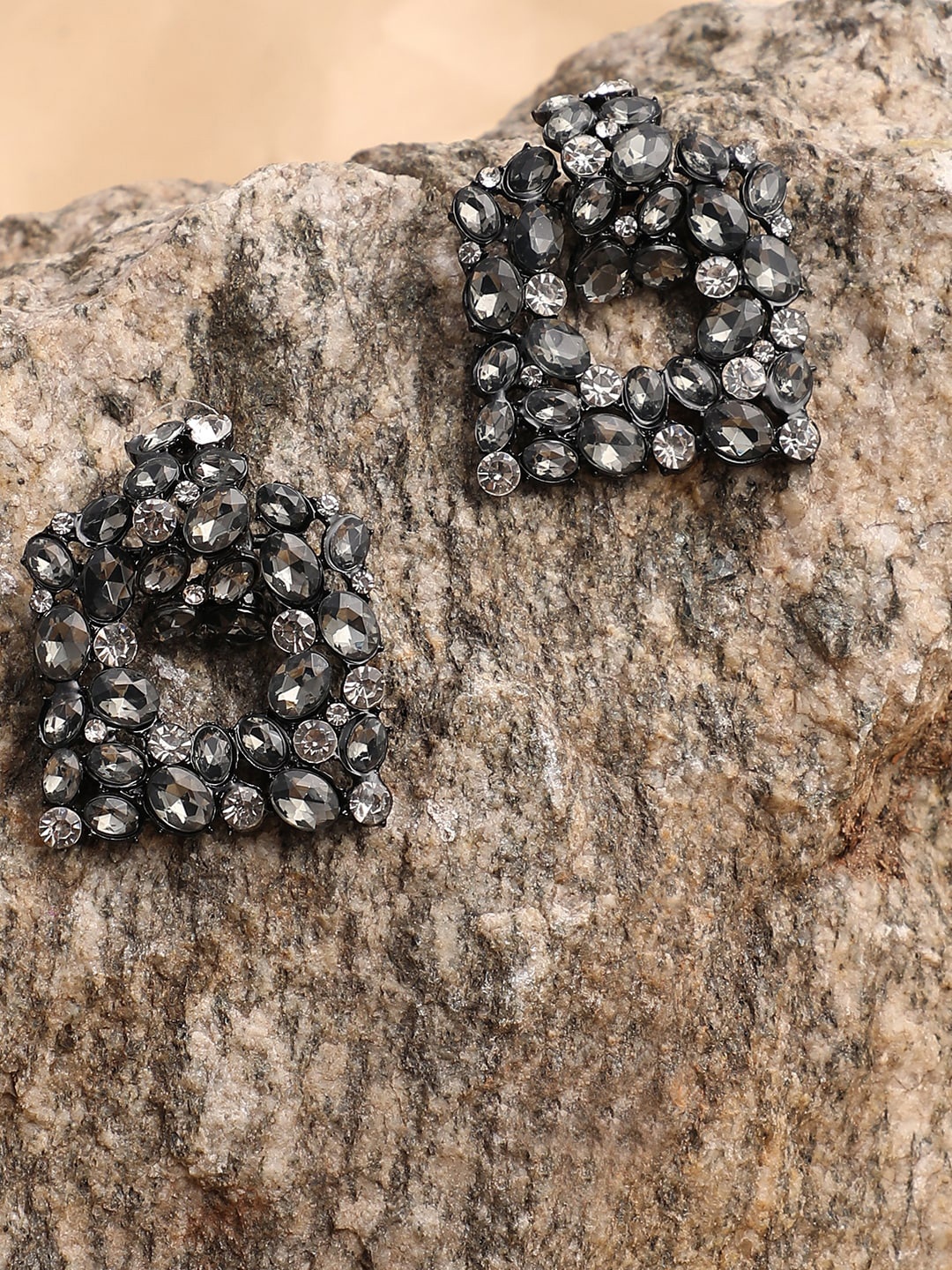

DressBerry Stones Studded Drop Earrings, Black