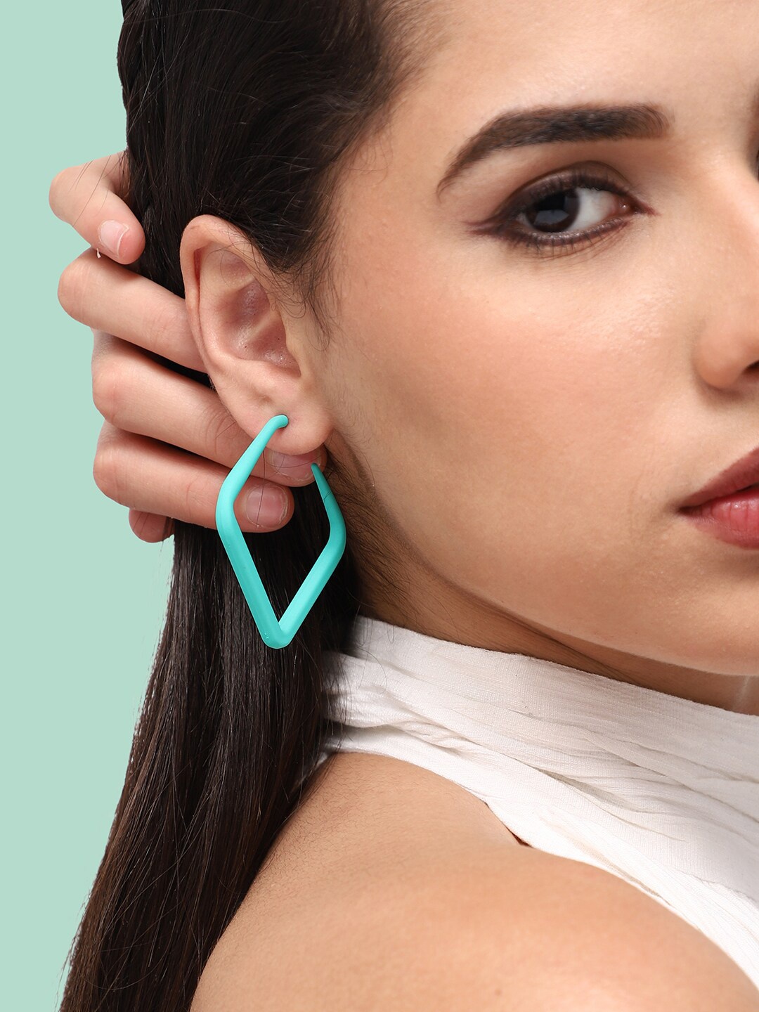 

DressBerry Blue Gold-Plated Half Hoop Earrings