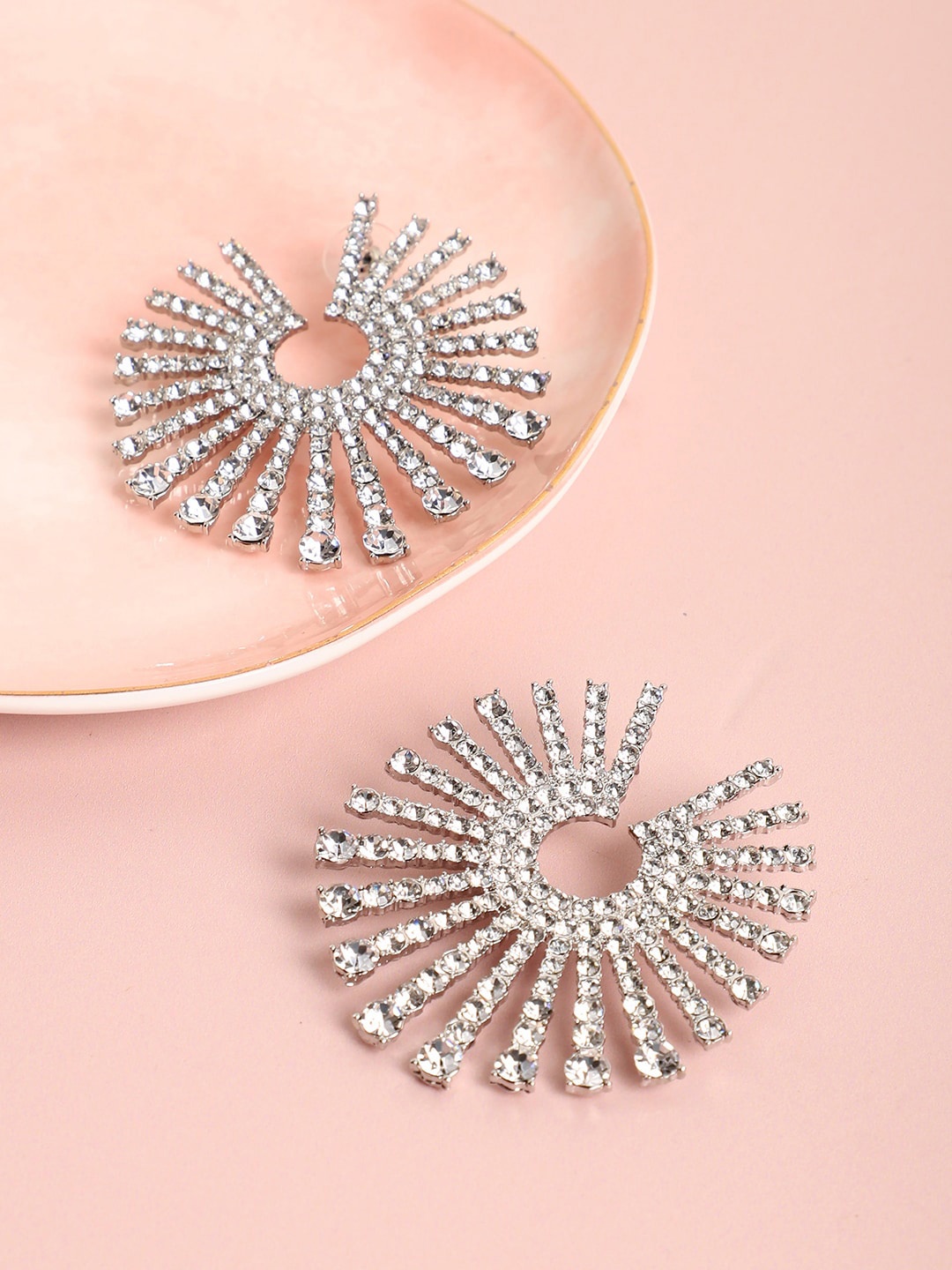 

DressBerry Silver-Toned Silver-Plated Artificial Stones Studded Earrings