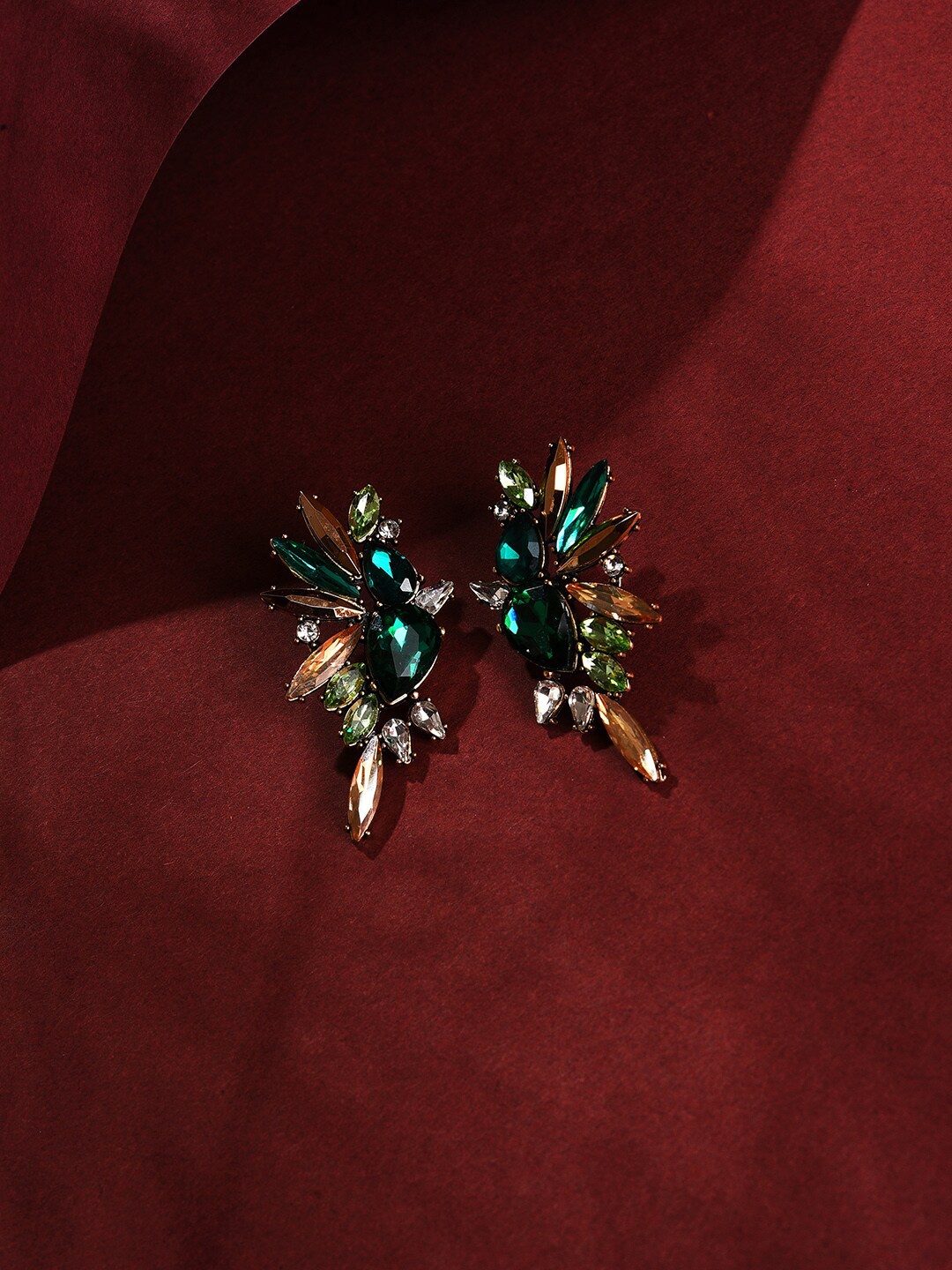 

DressBerry Teal Artificial Stones Gold-Plated Studs Earrings