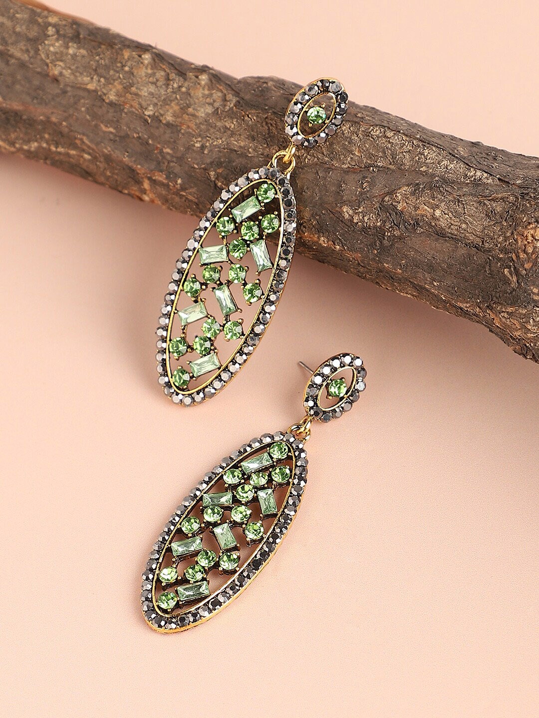 

DressBerry Gold-Plated Drop Earrings, Green