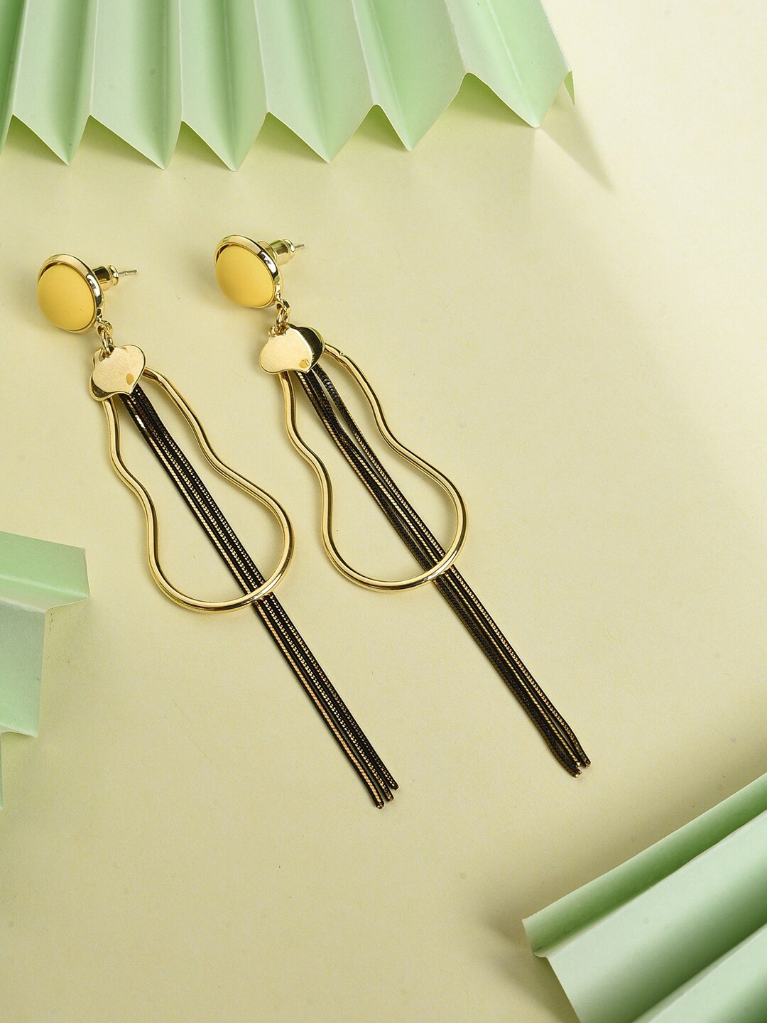 

DressBerry Gold Plated Drop Earrings, Black