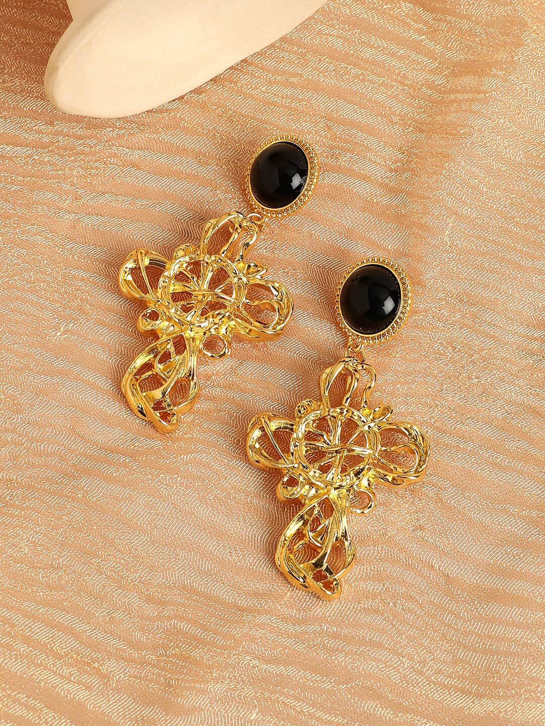 

DressBerry Gold-Plated Stone Studded Contemporary Drop Earrings
