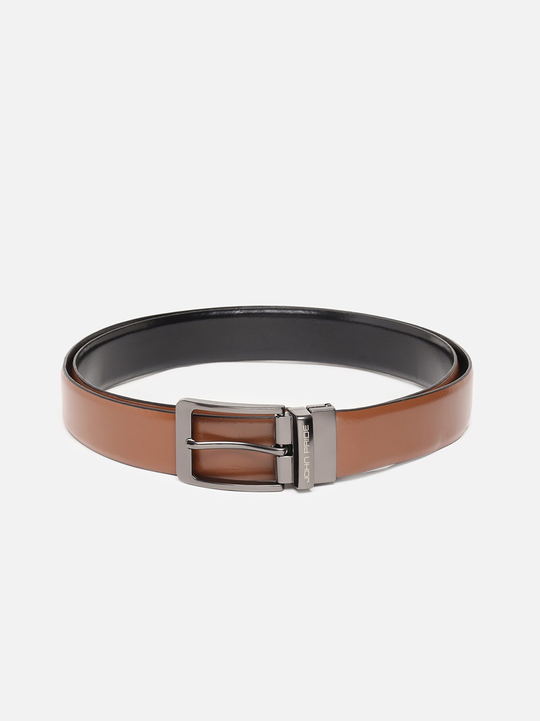 

John Pride Men Leather Reversible Belt, Brown