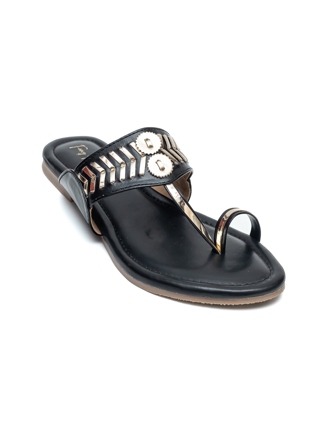 

Dapper Feet-Fancy Nancy Textured One Toe Flats, Black