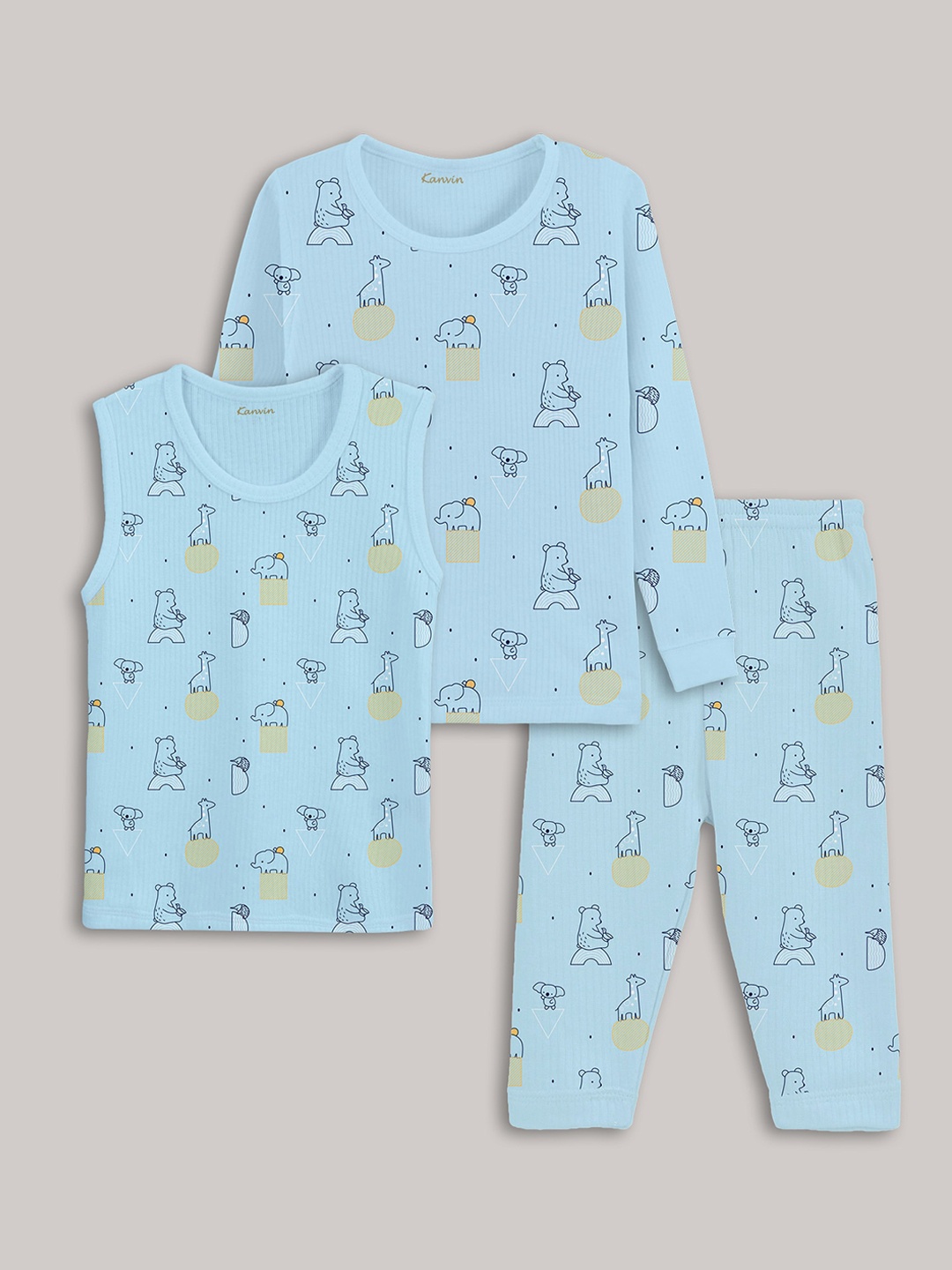 

Kanvin Boys 3-Pieces Printed Thermal Set, Blue