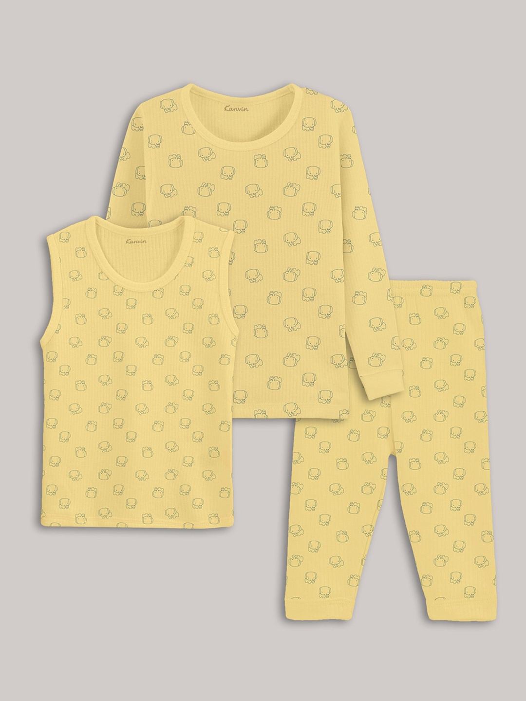 

Kanvin Boys 3-Pieces Printed Thermal Set, Yellow