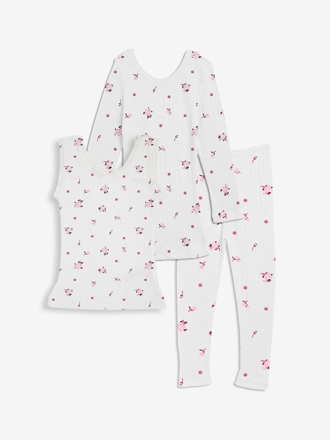 

Kanvin Girls 3-Pieces Printed Thermal Set, White