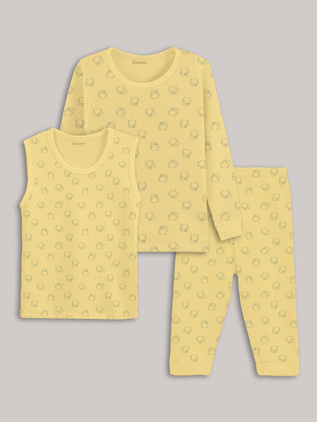 

Kanvin Girls 3-Pieces Printed Thermal Set, Yellow