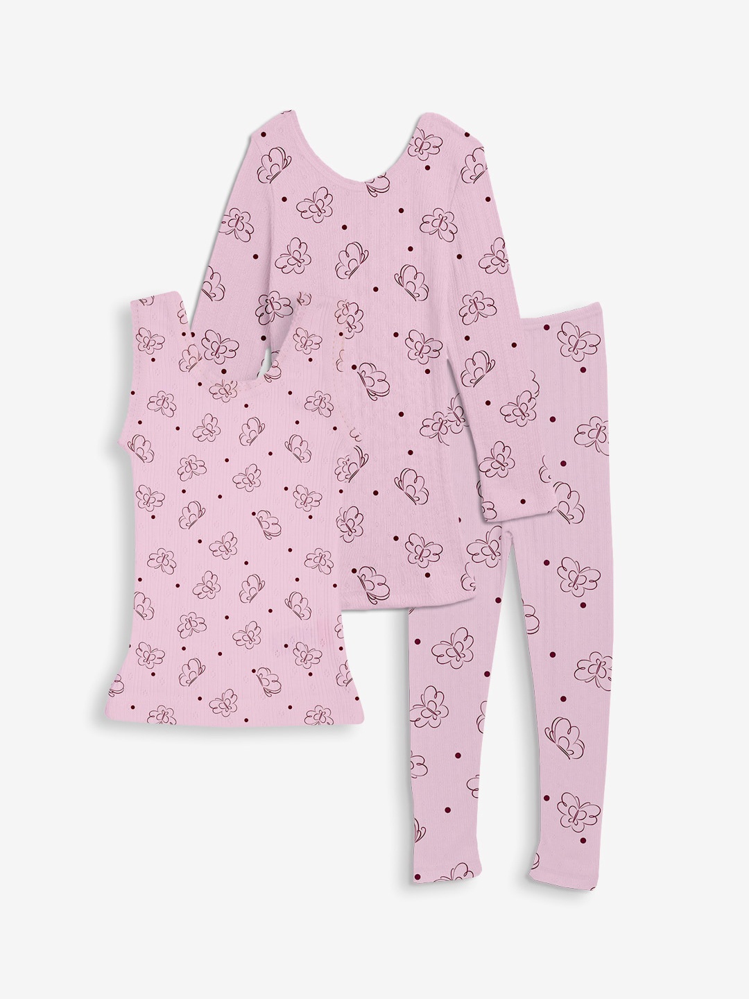 

Kanvin Girls Pink 3-Pieces Printed Thermal Set