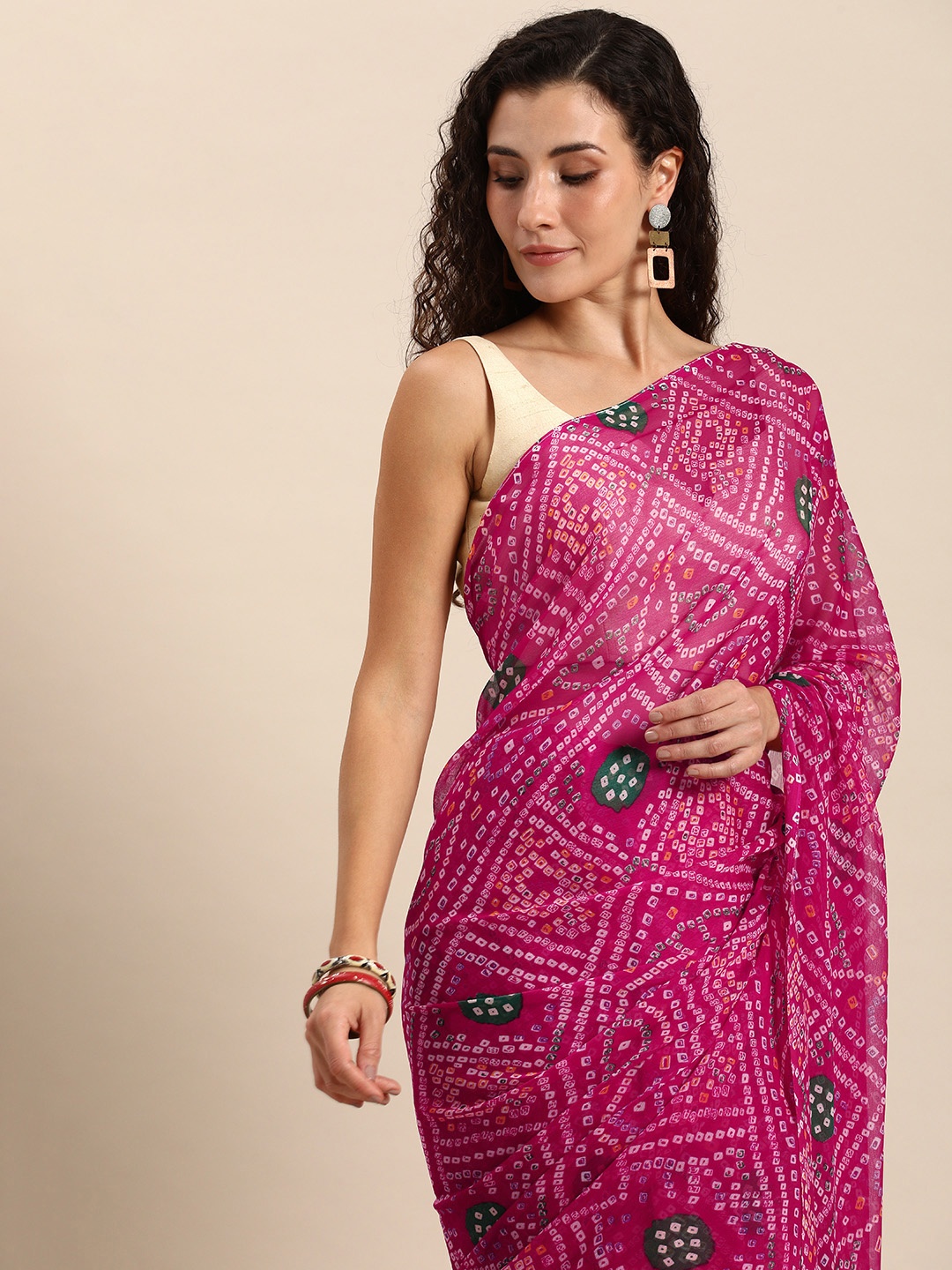 

Rani Saahiba Bandhani Printed Saree, Magenta