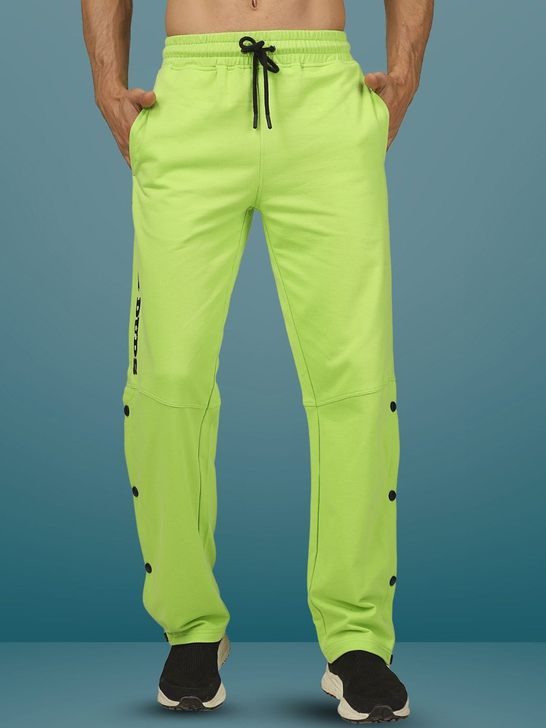 

WEARDUDS Duds Racer Men Pure Cotton Relaxed Fit Track Pants, Green