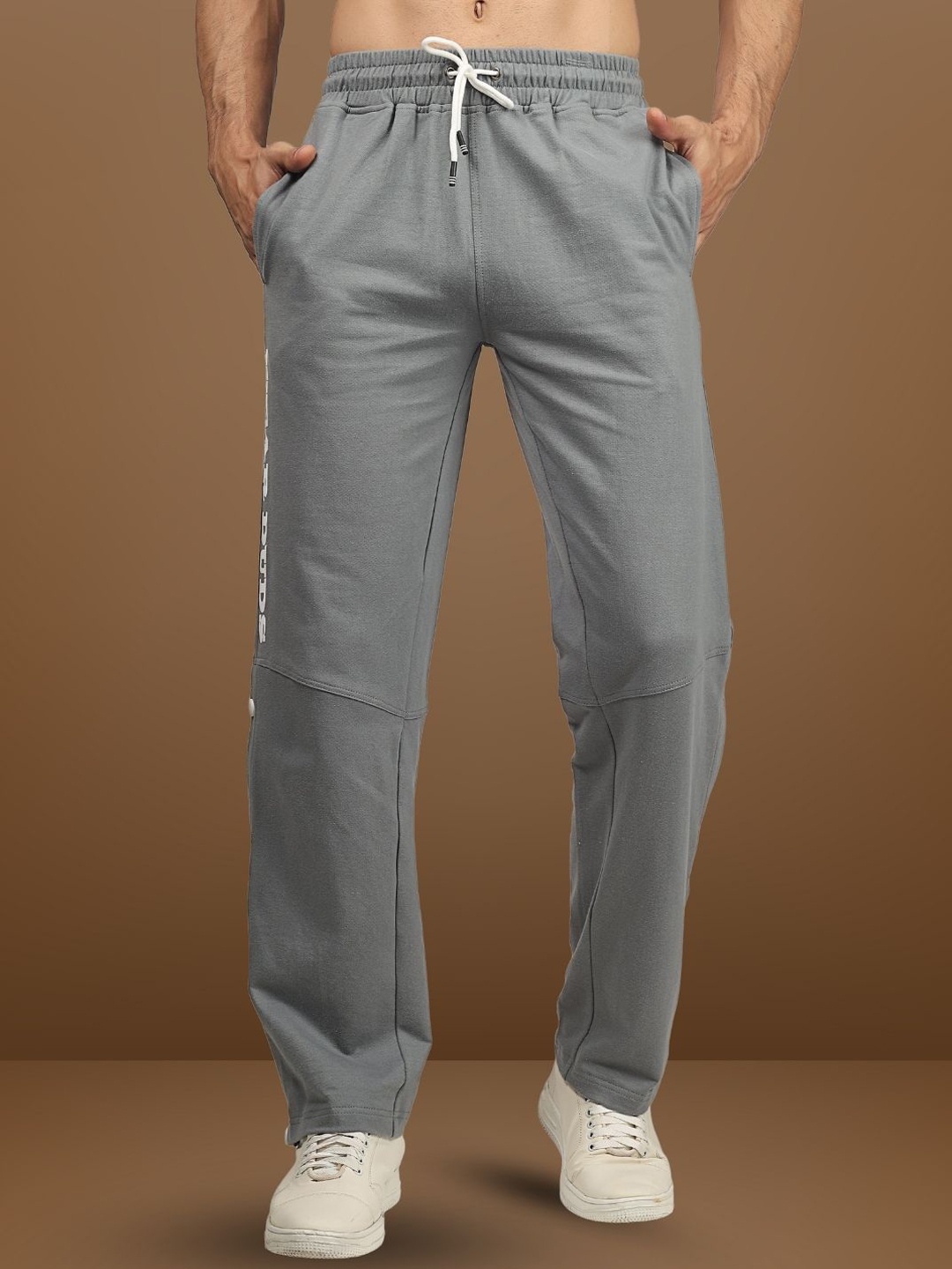 

WEARDUDS Men Pure Cotton Relaxed Fit Track Pants, Grey
