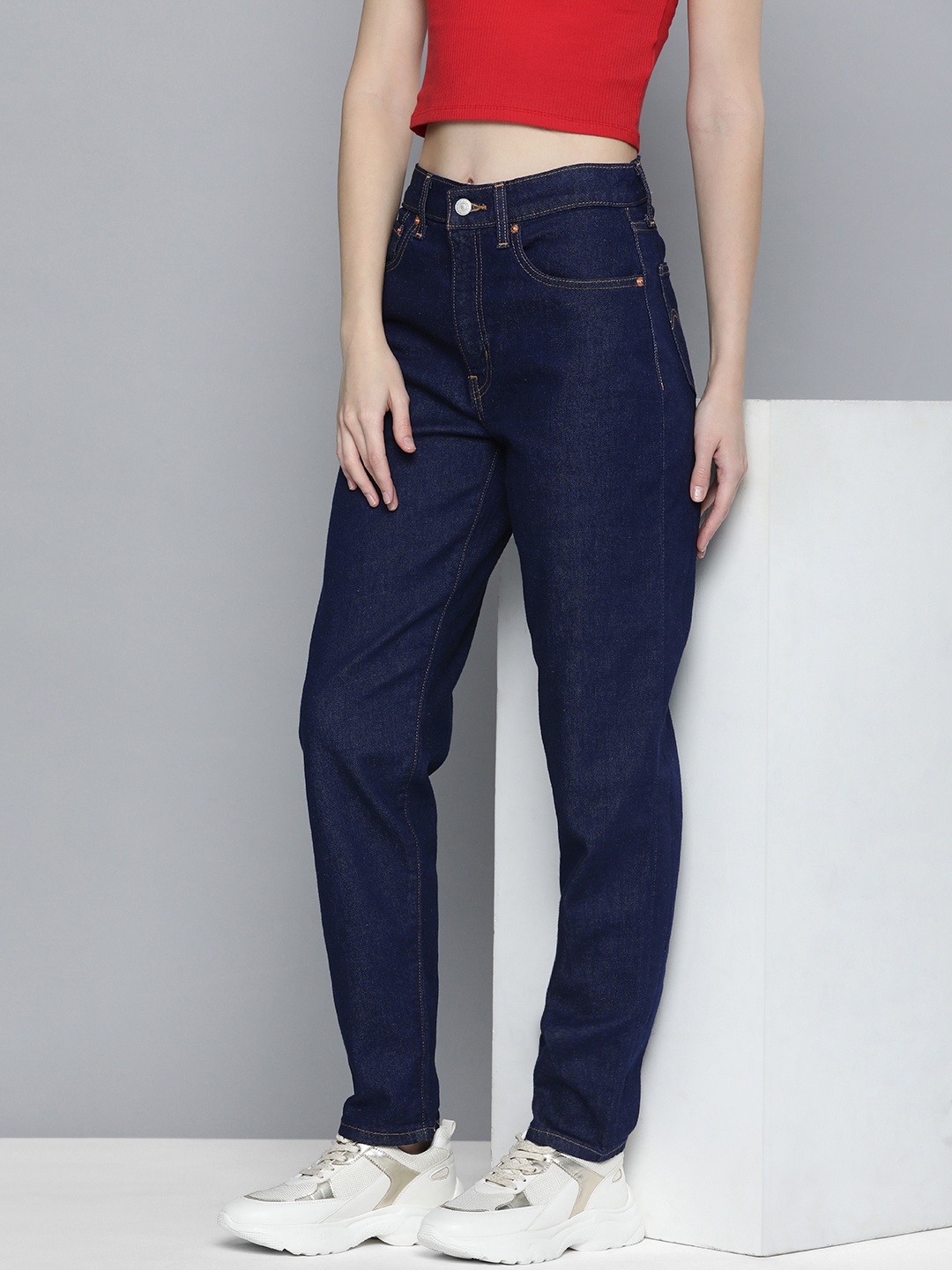 

Levis Women High Rise Boyfriend Relaxed Fit Stretchable Jeans, Blue