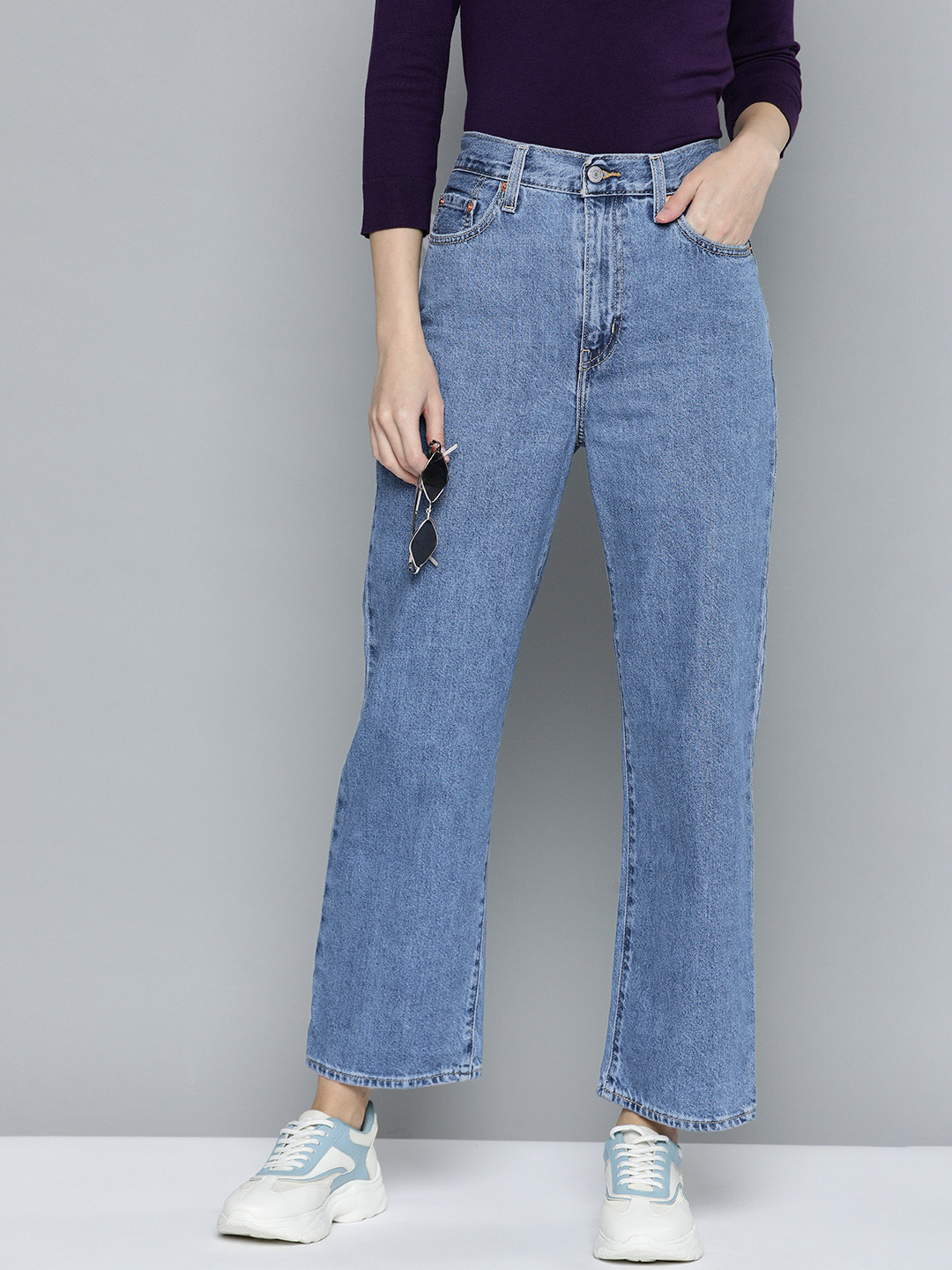 

Levis Women Straight Fit High-Rise Stretchable Jeans, Blue