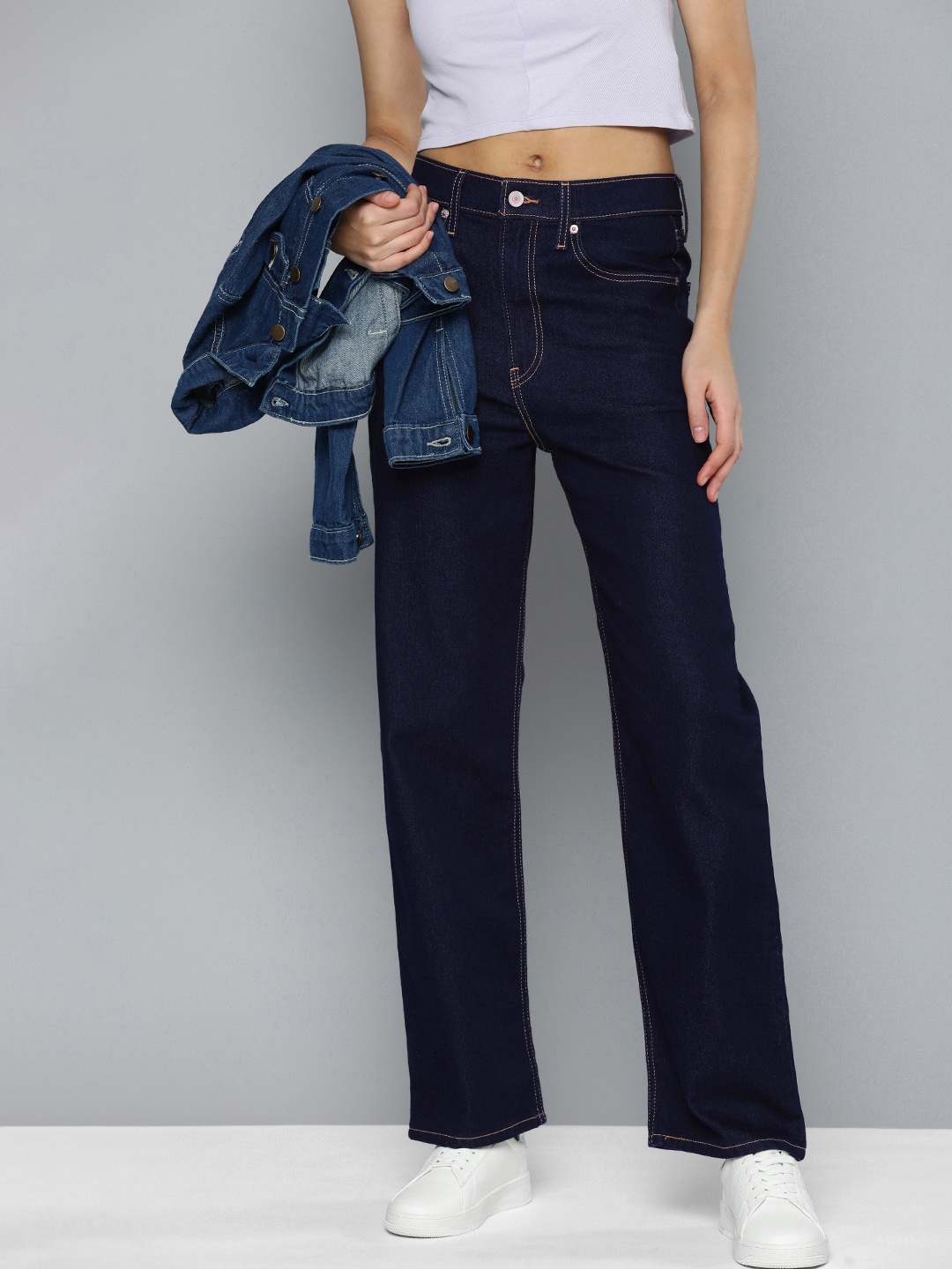 

Levis Women Straight Fit High-Rise Stretchable Jeans, Blue