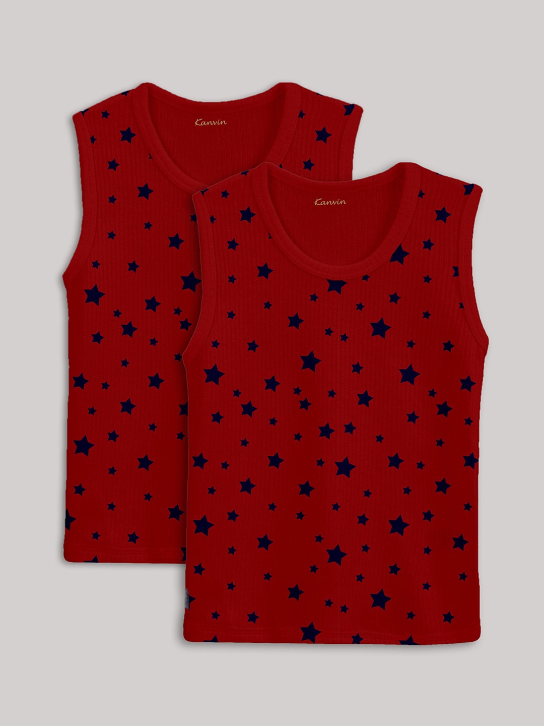 

Kanvin Boys Pack of 2 Conversational Printed Thermal Tops, Red