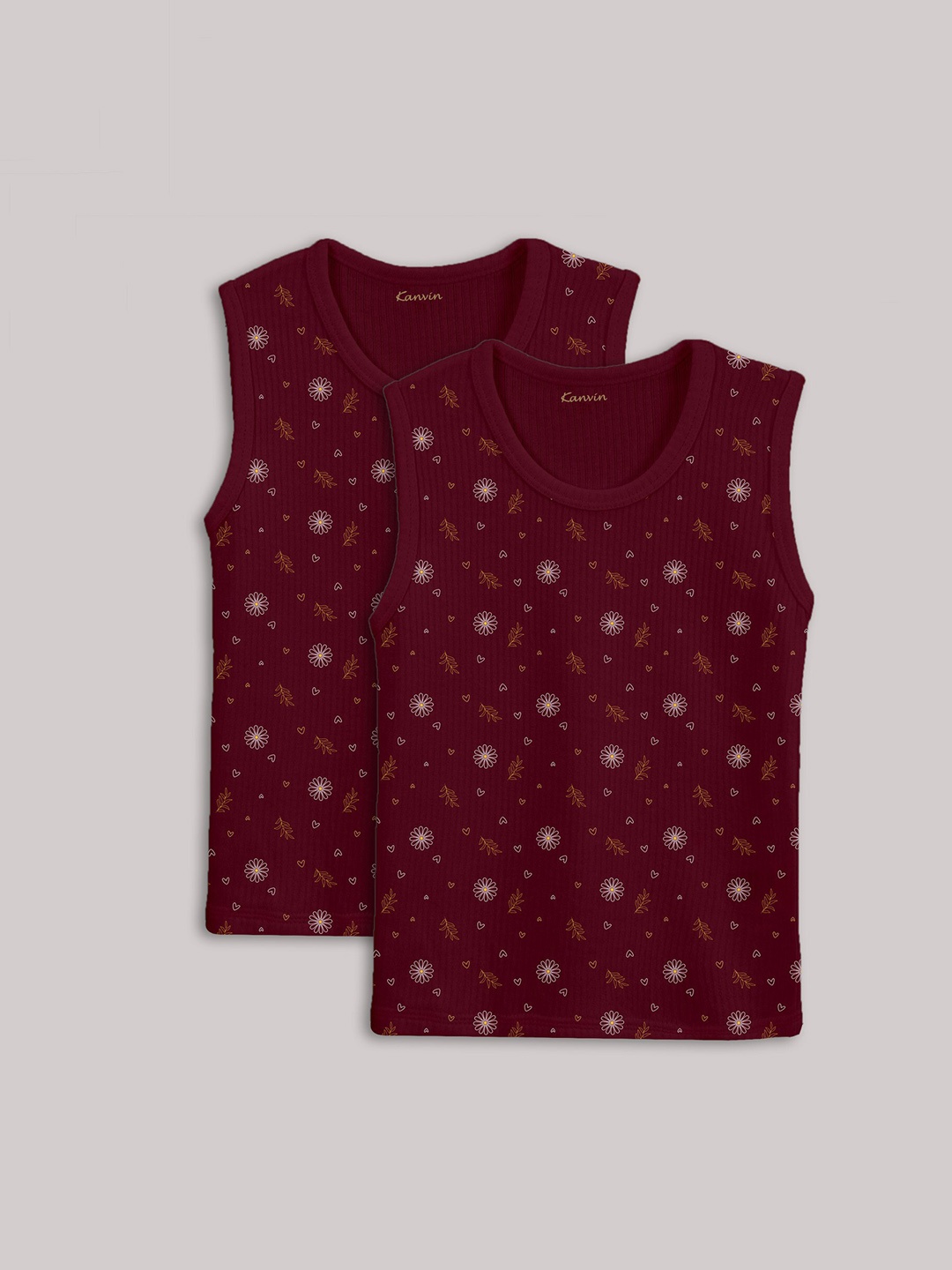 

Kanvin Boys Pack of 2 Printed Thermal Tops, Maroon