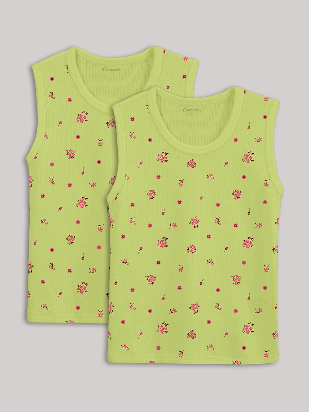 

Kanvin Boys Green Pack of 2 Printed Thermal Tops