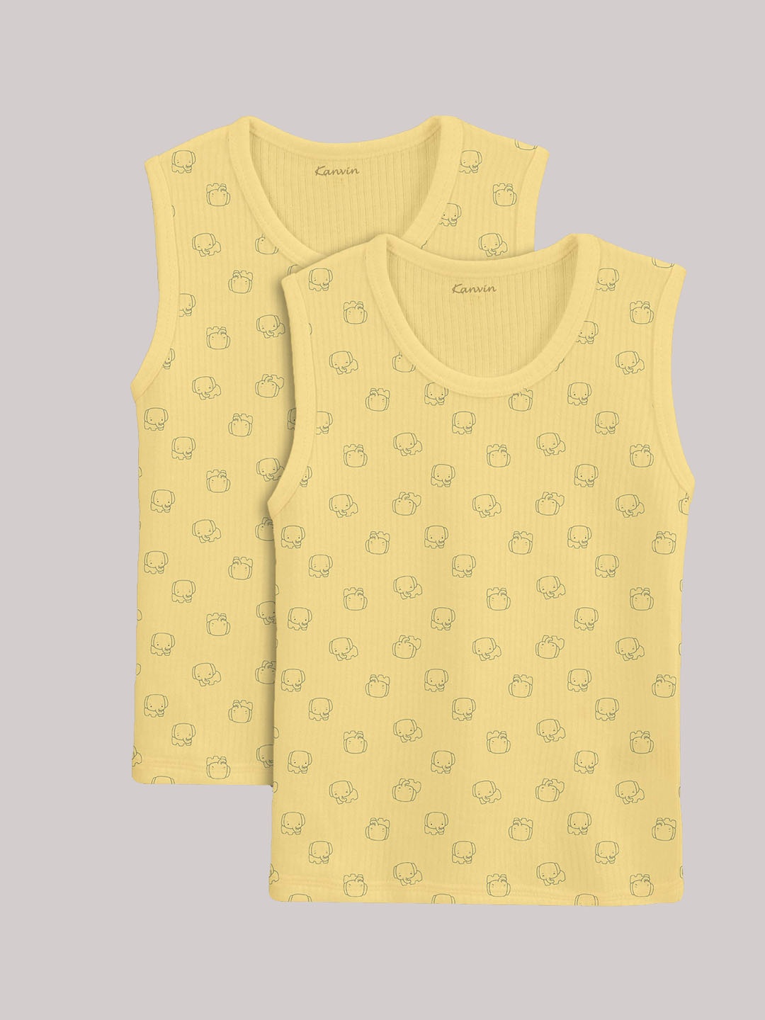 

Kanvin Boys Yellow Pack of 2 Printed Thermal Tops